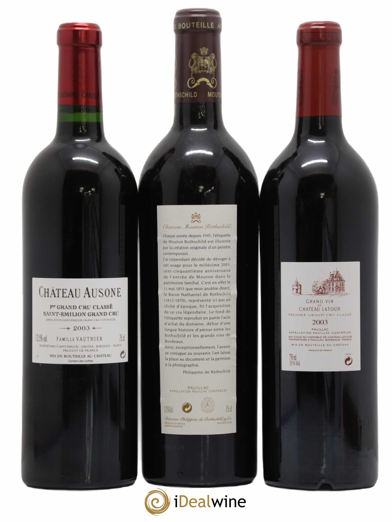 Caisse Collection Duclot 2003 Petrus, Lafite Rothschild, Mouton Rothschild, Latour, Margaux, Cheval Blanc, Haut Brion, Mission Haut Brion, Ausone 2003 - Lot of 9 bottles - 3