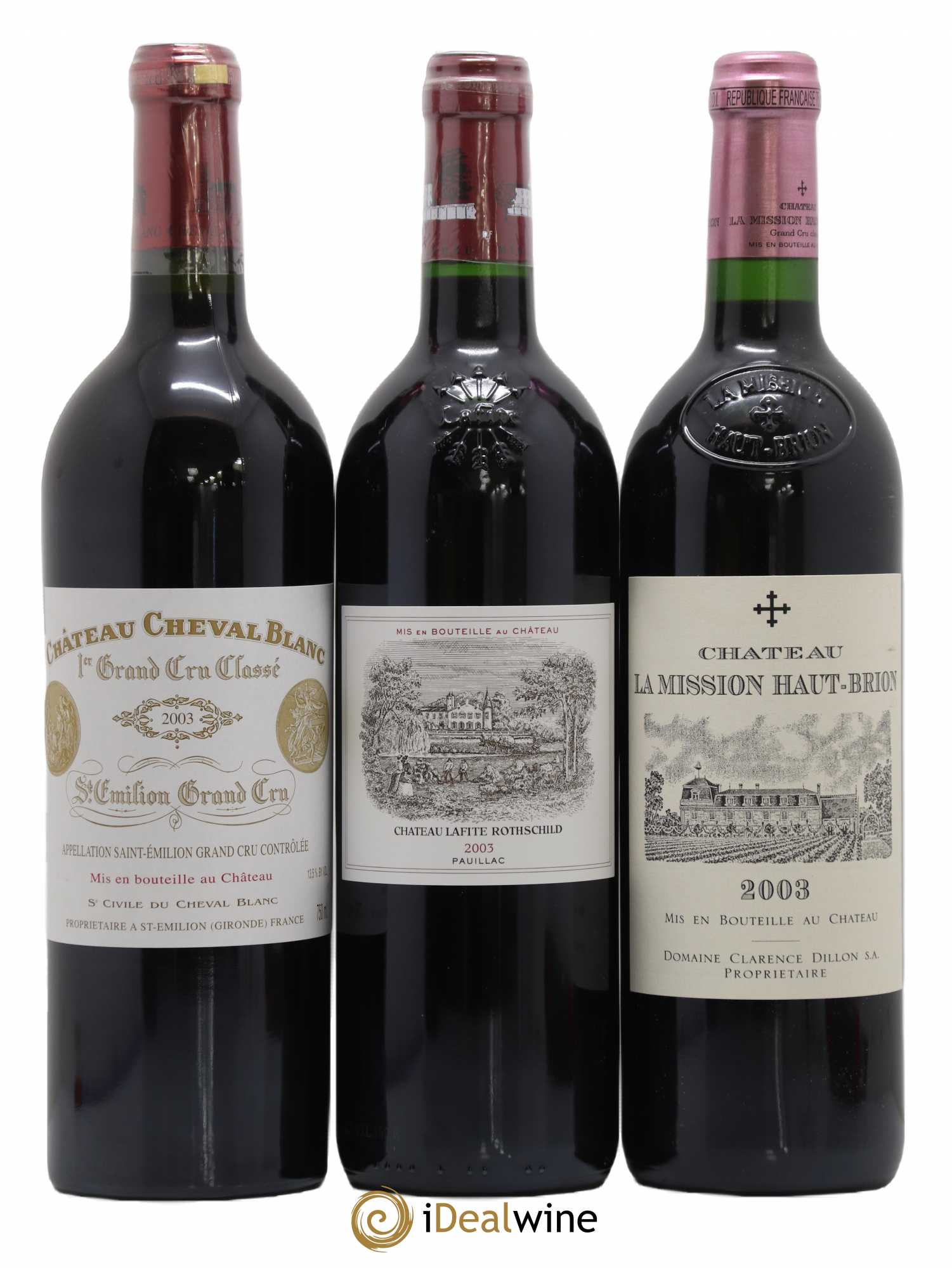 Caisse Collection Duclot 2003 Petrus, Lafite Rothschild, Mouton Rothschild, Latour, Margaux, Cheval Blanc, Haut Brion, Mission Haut Brion, Ausone 2003 - Lot of 9 bottles - 4