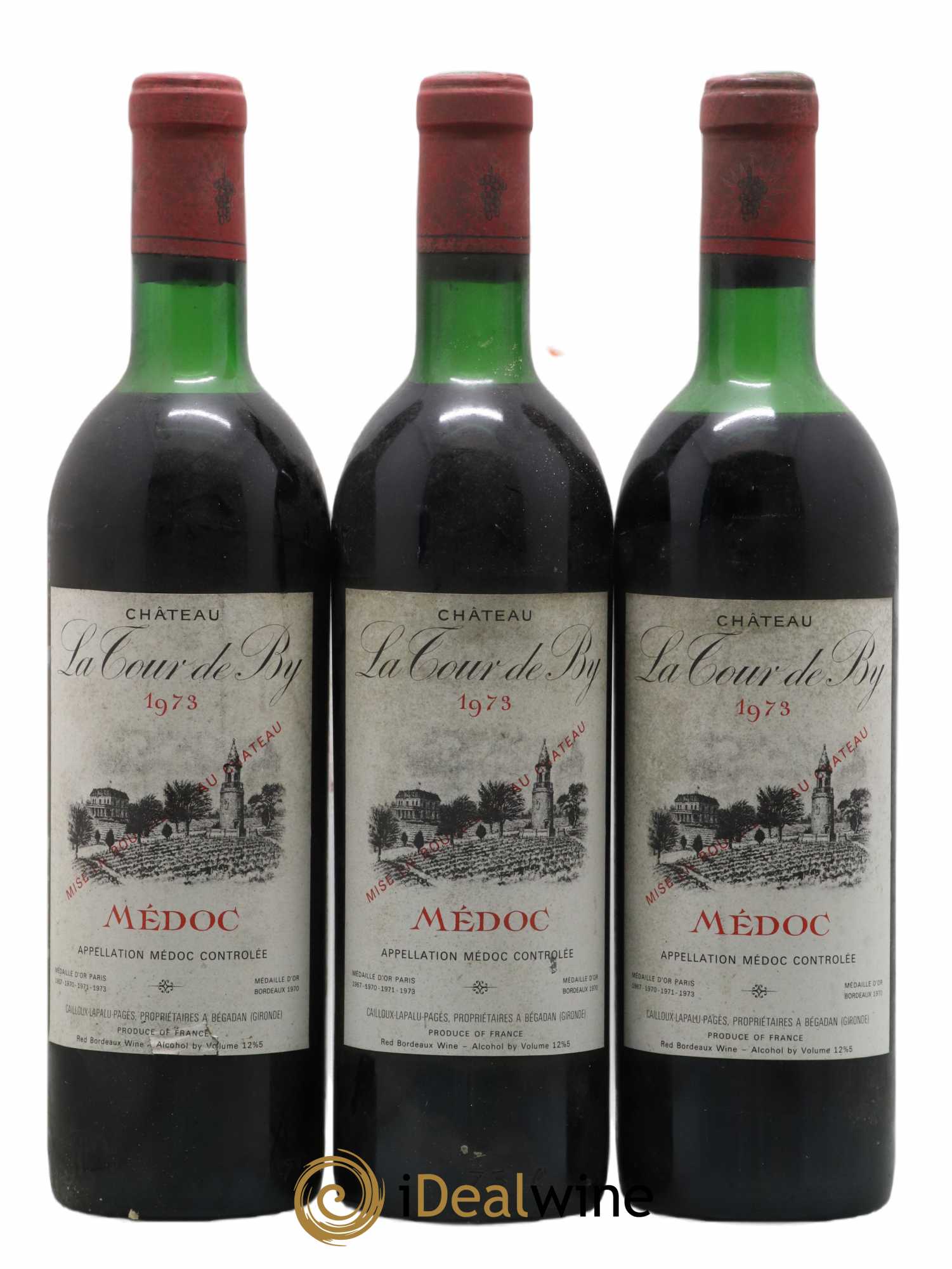 Château La Tour de By Cru Bourgeois 1973 - Lot de 3 bouteilles - 0