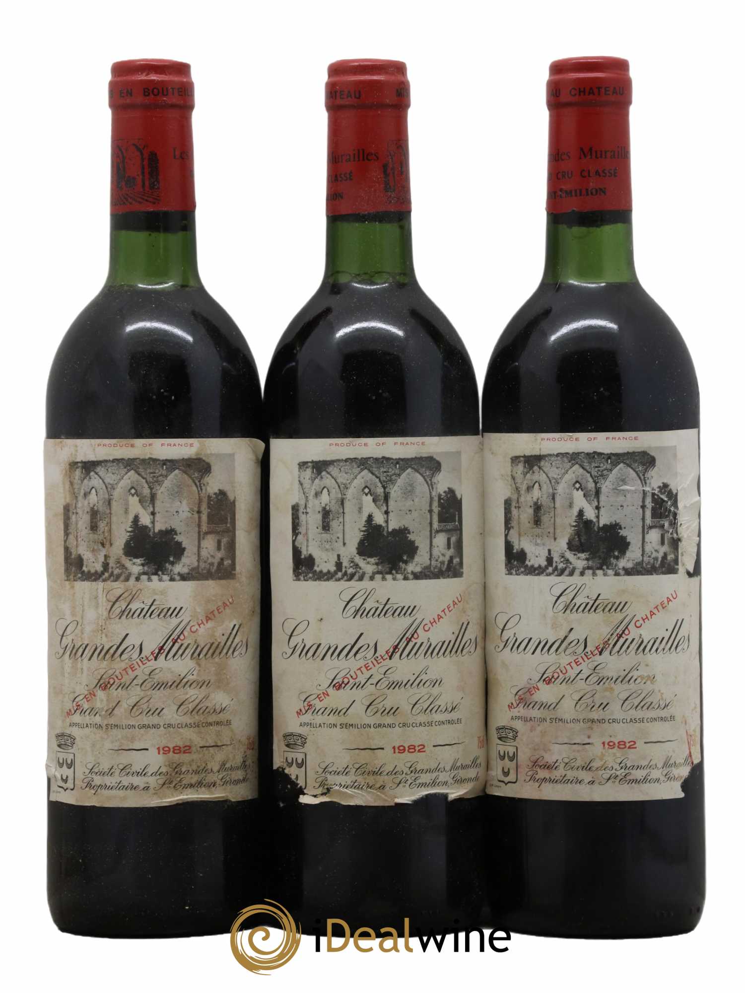 Château les Grandes Murailles Grand Cru Classé 1982 - Lot de 3 bouteilles - 0