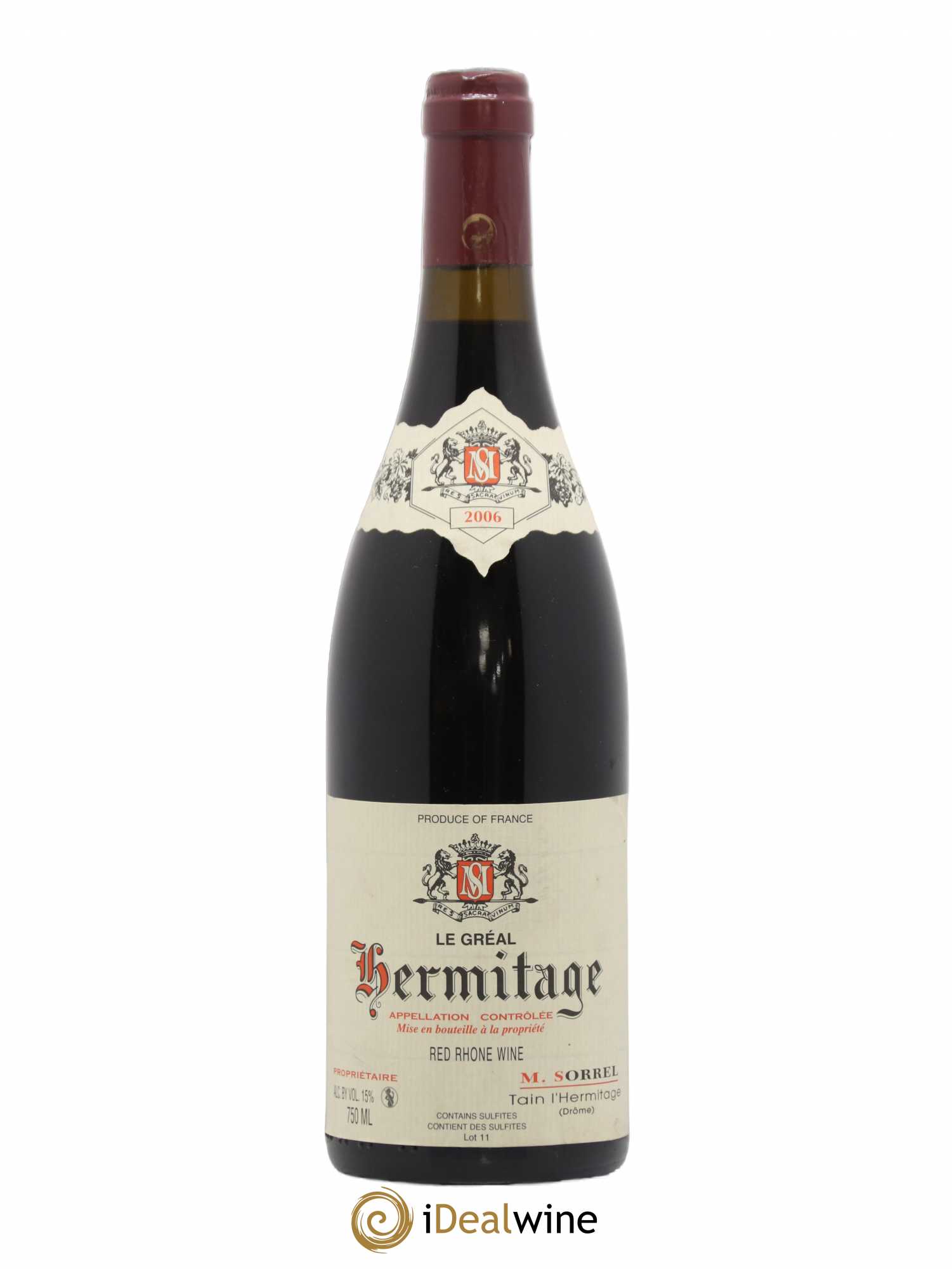 Hermitage Le Gréal Marc Sorrel 2006 - Lot de 1 bouteille - 0