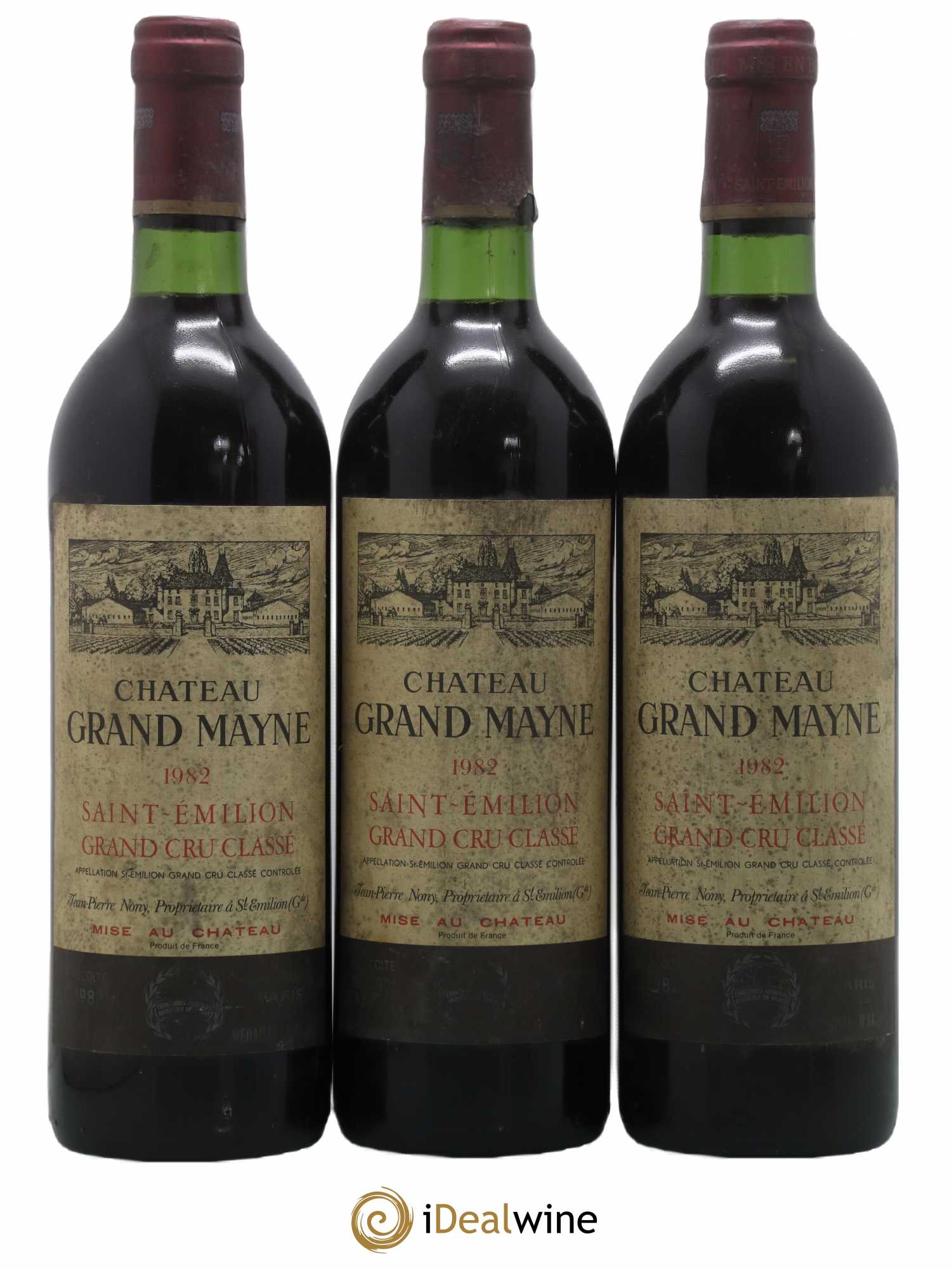 Château Grand Mayne Grand Cru Classé 1982 - Lot de 3 bouteilles - 0
