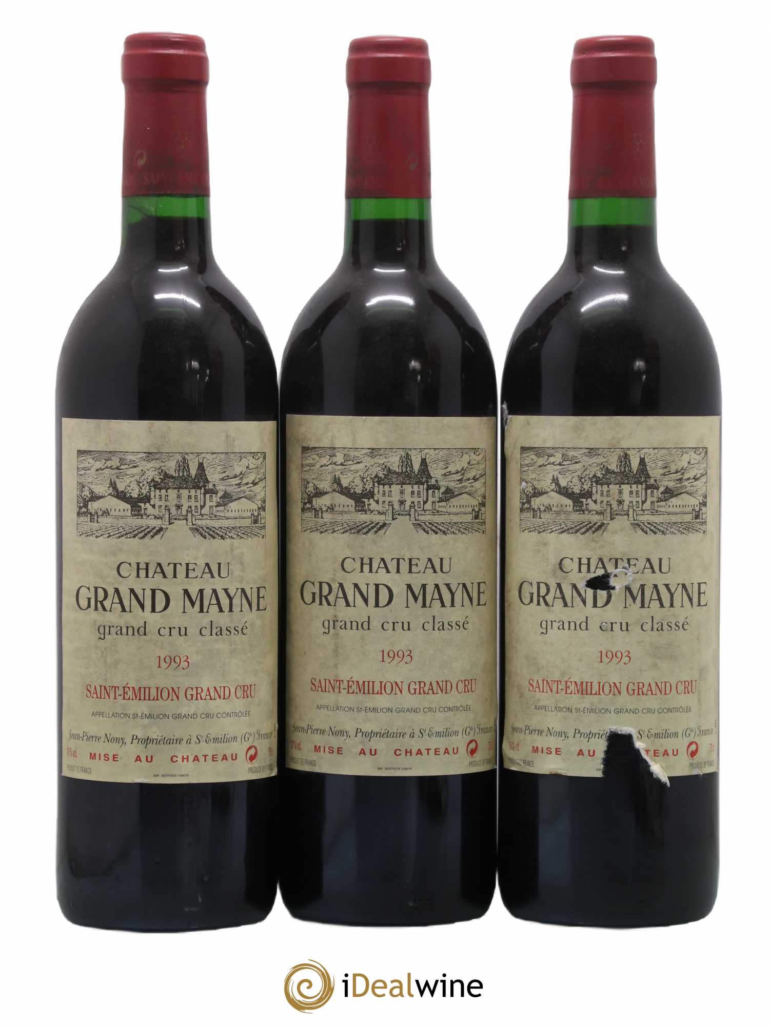 Château Grand Mayne Grand Cru Classé 1993 - Lot de 3 bouteilles - 0