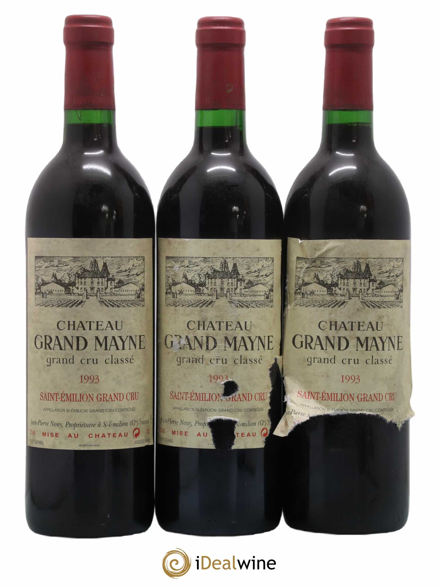 Château Grand Mayne Grand Cru Classé 1993 - Lot de 3 bouteilles - 0
