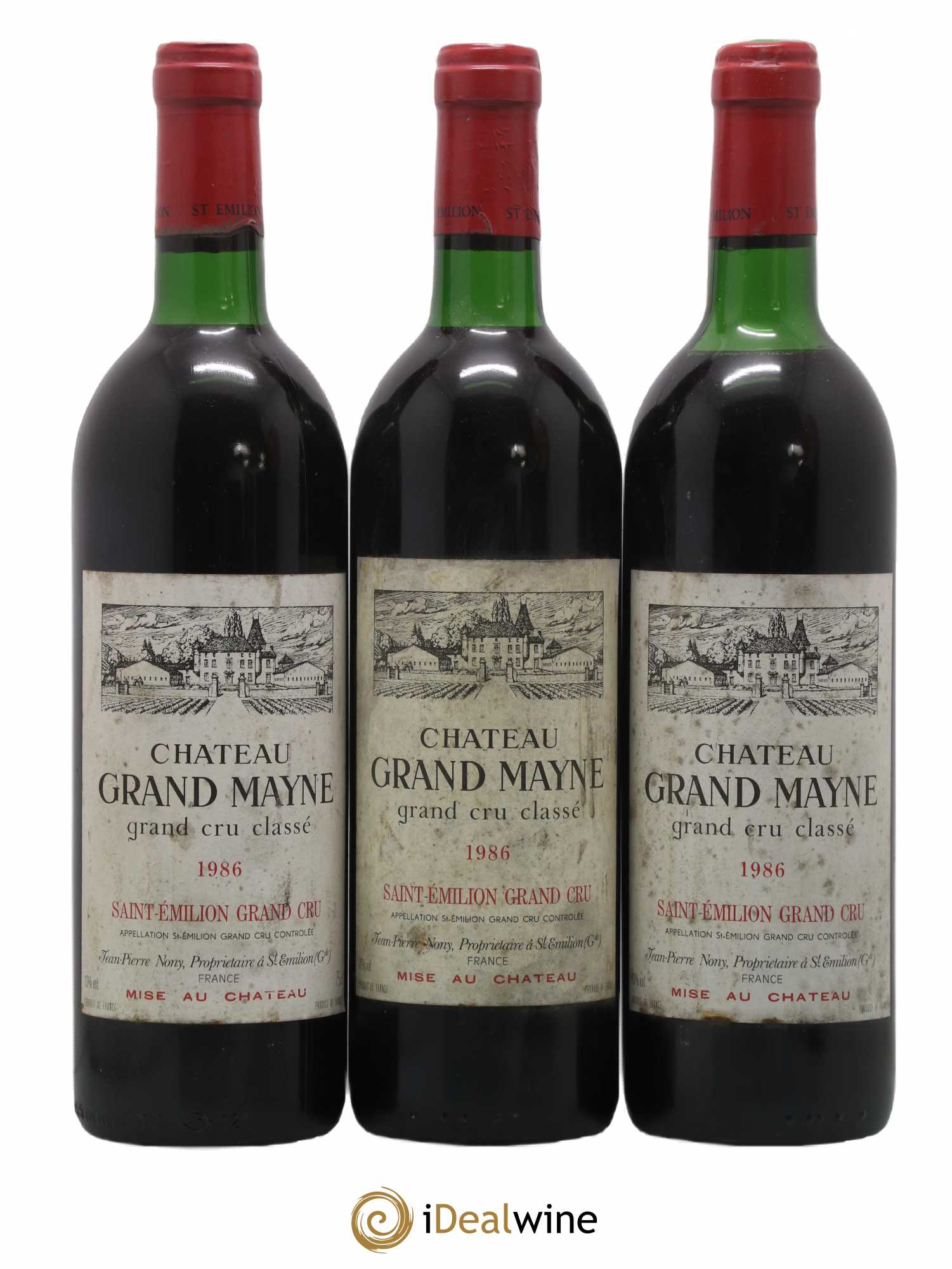 Château Grand Mayne Grand Cru Classé 1986 - Lot de 3 bouteilles - 0