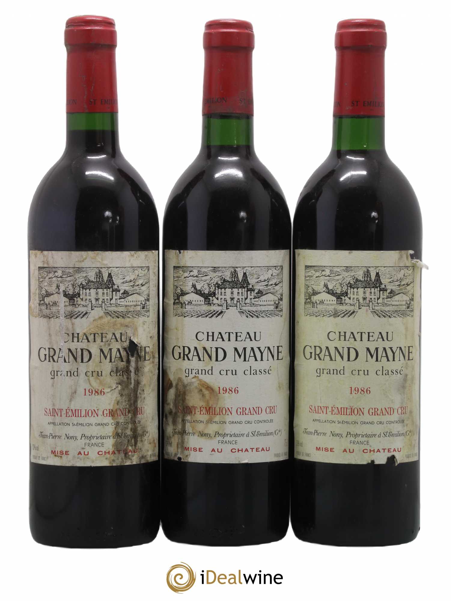 Château Grand Mayne Grand Cru Classé 1986 - Lot de 3 bouteilles - 0