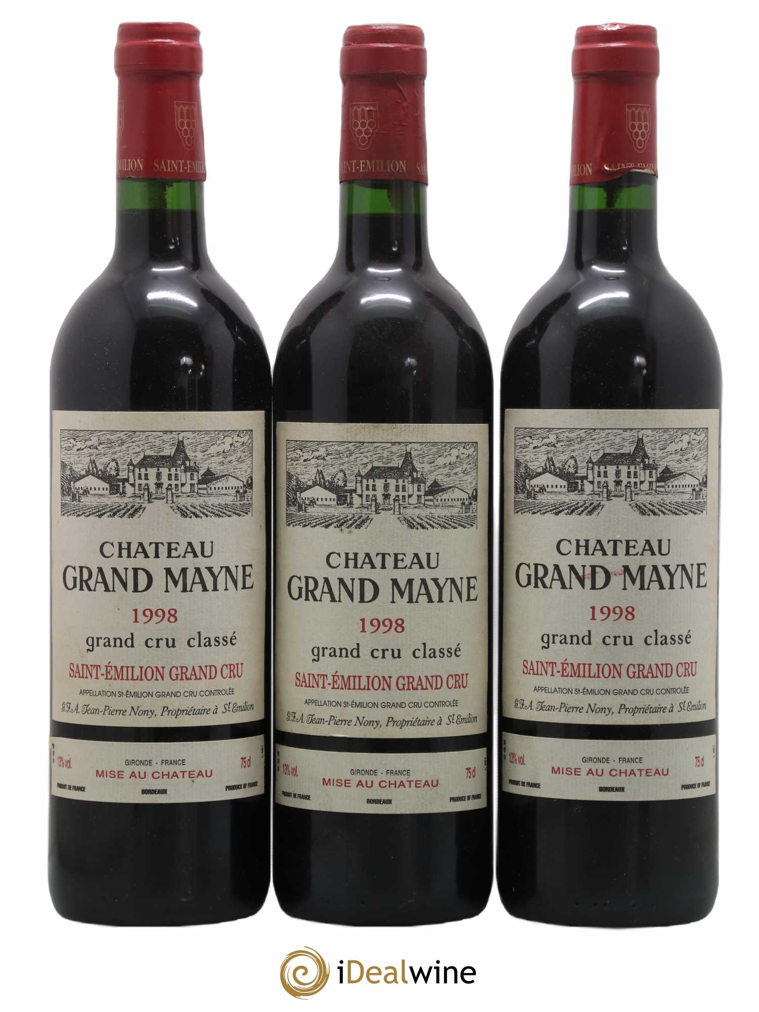 Château Grand Mayne Grand Cru Classé 1998 - Lot de 3 bouteilles - 0