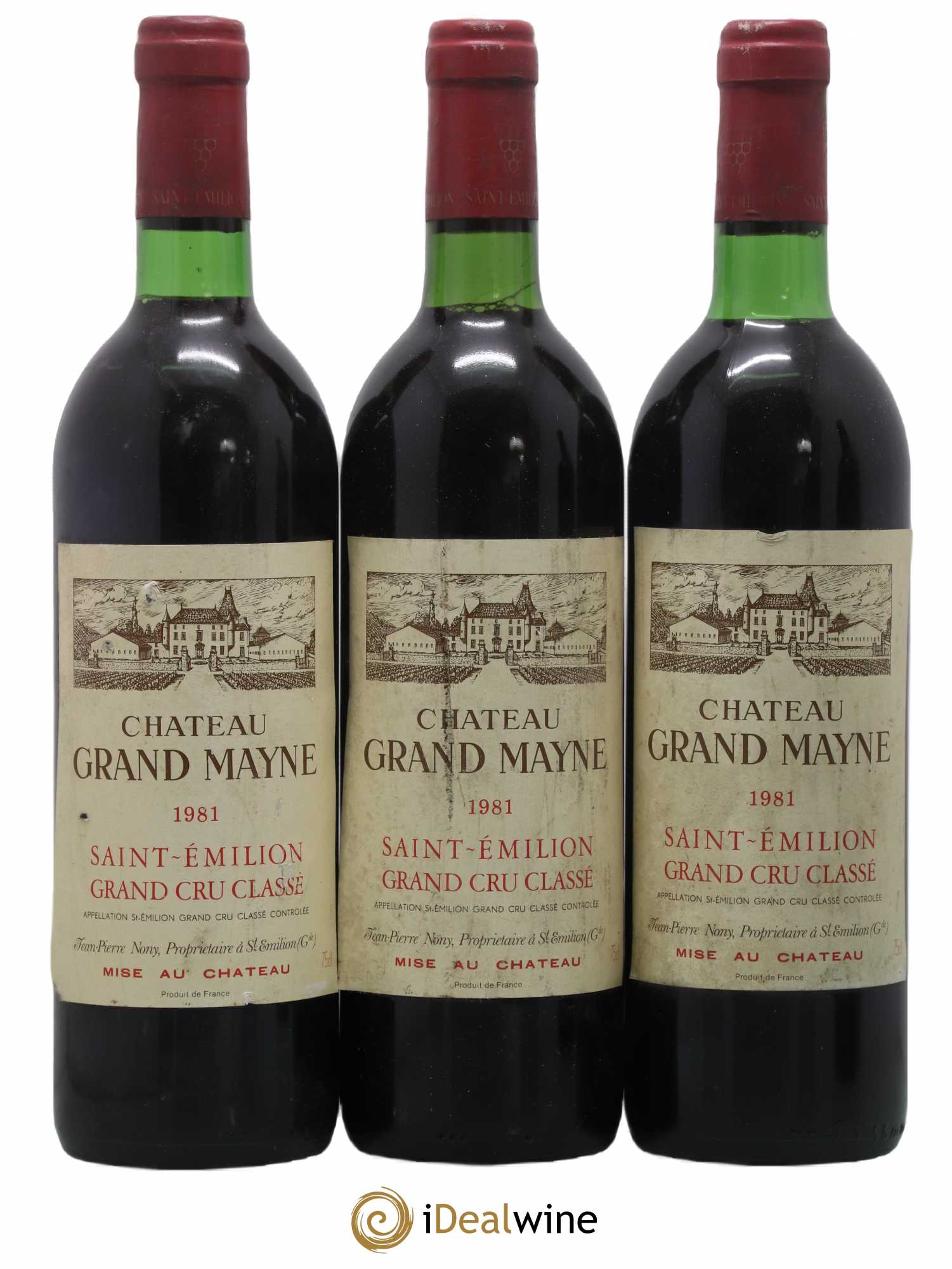 Château Grand Mayne Grand Cru Classé 1981 - Lot de 3 bouteilles - 0
