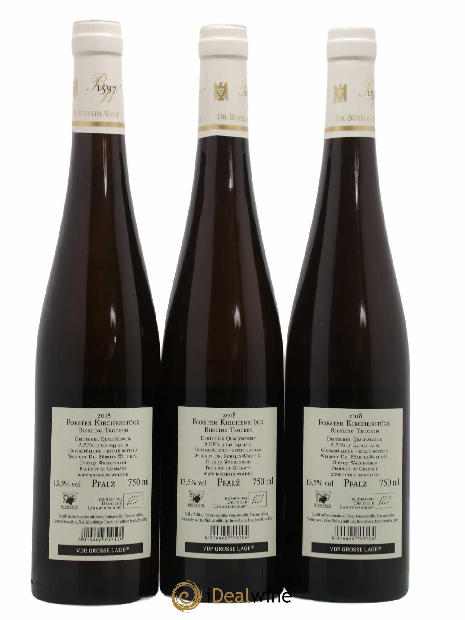 Allemagne Pfalz Forster Kirchenstuck Riesling Trocken Dr Bürklin-Wolf 2018 - Lotto di 3 bottiglie - 1
