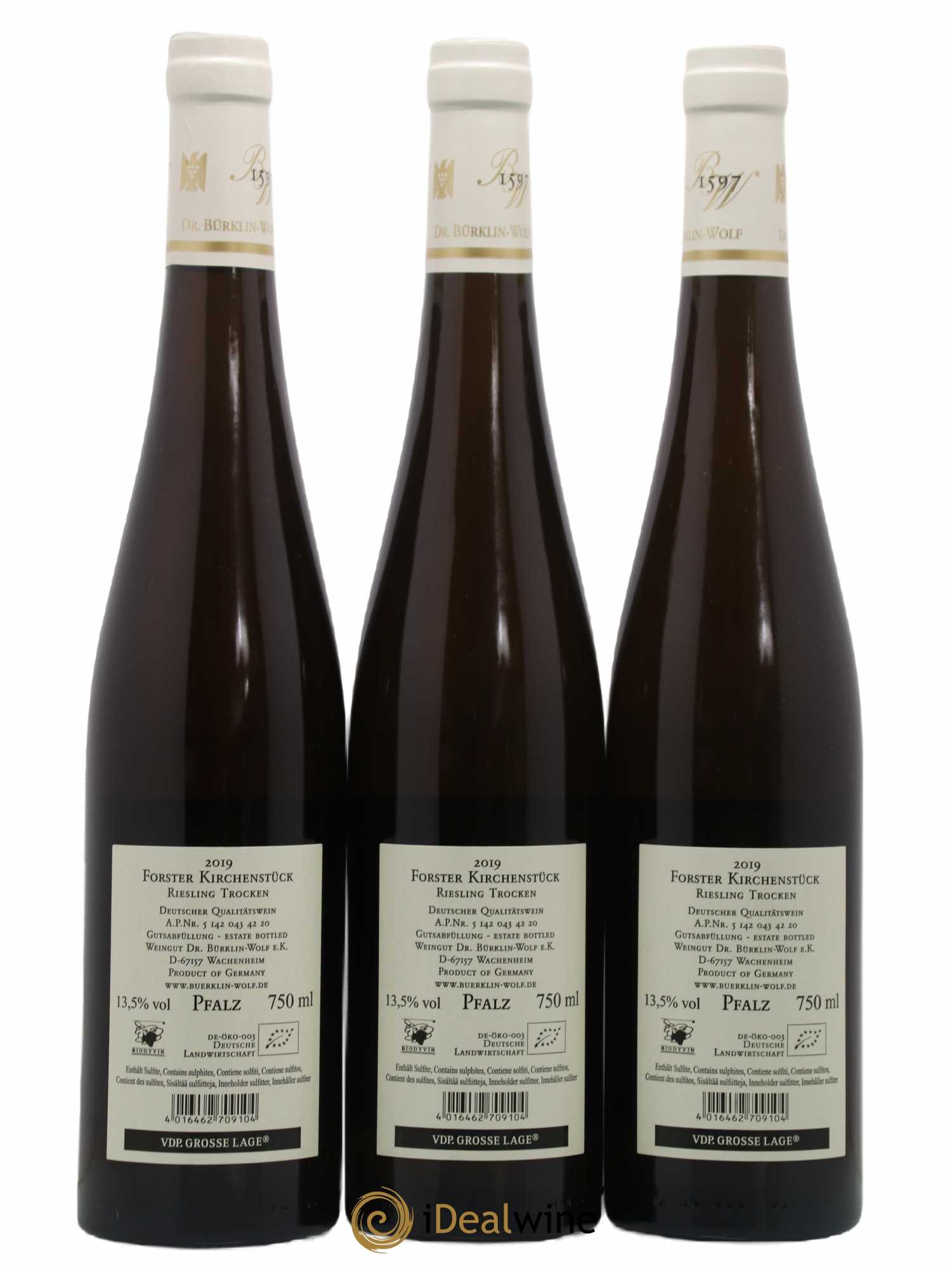 Allemagne Pfalz Forster Kirchenstuck Riesling Trocken Dr Bürklin-Wolf 2019 - Posten von 3 Flaschen - 1
