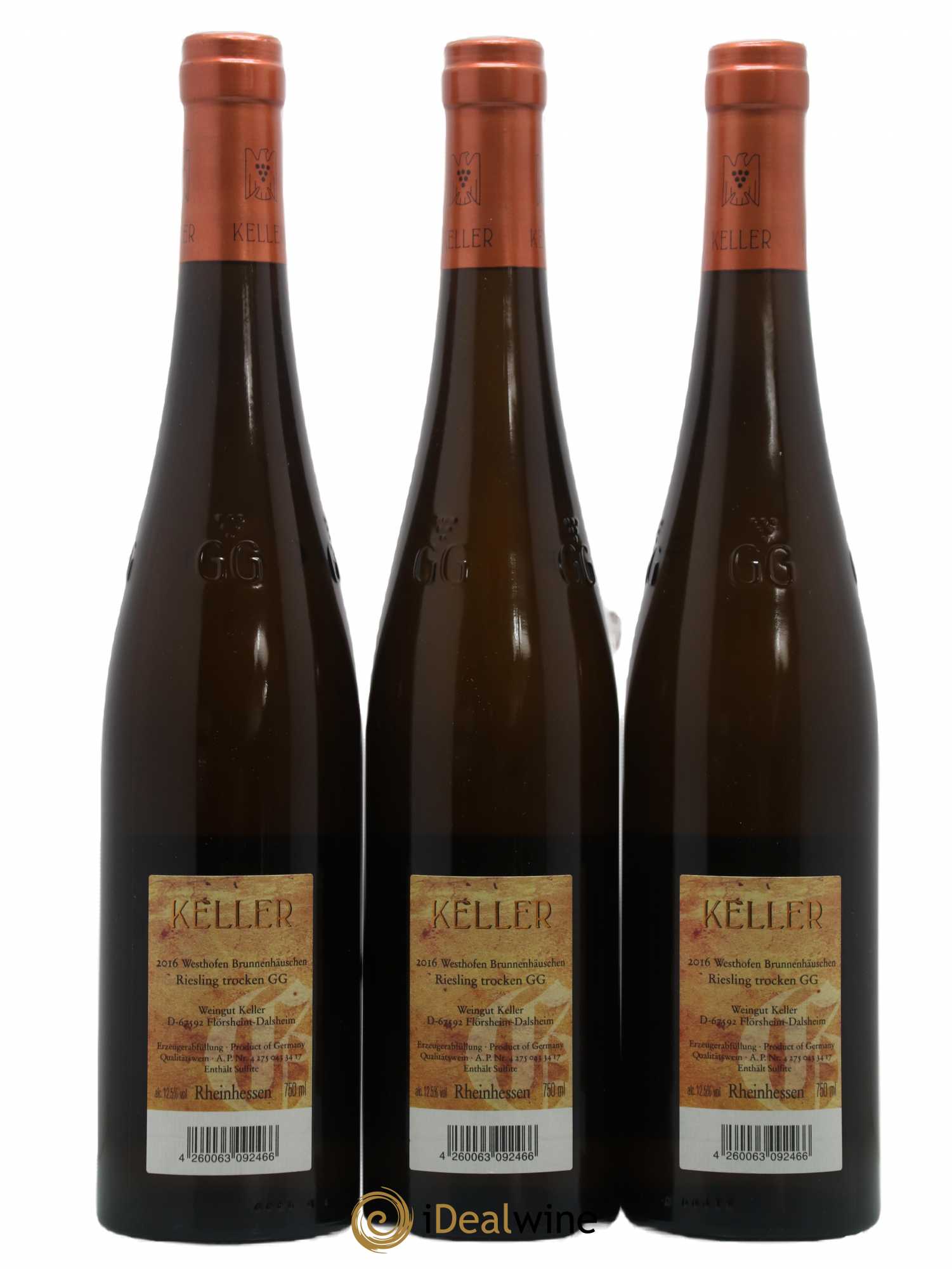 Riesling Trocken GG Abts Erde Westhofen Brunnenhäuschen Keller 2016 - Lot de 3 bouteilles - 1