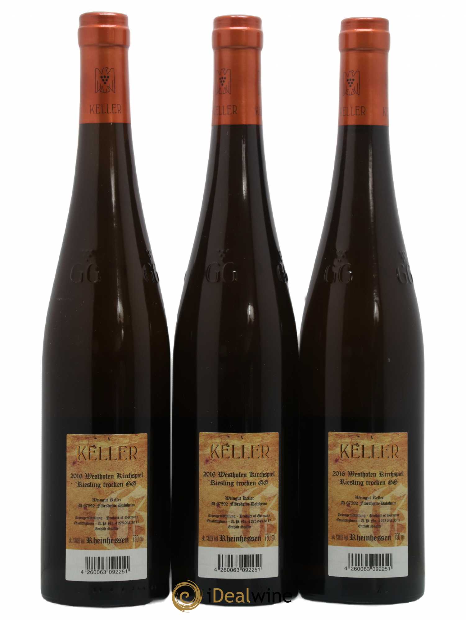 Riesling Trocken Westhofen Kirchspiel Keller 2016 - Lot de 3 bouteilles - 1