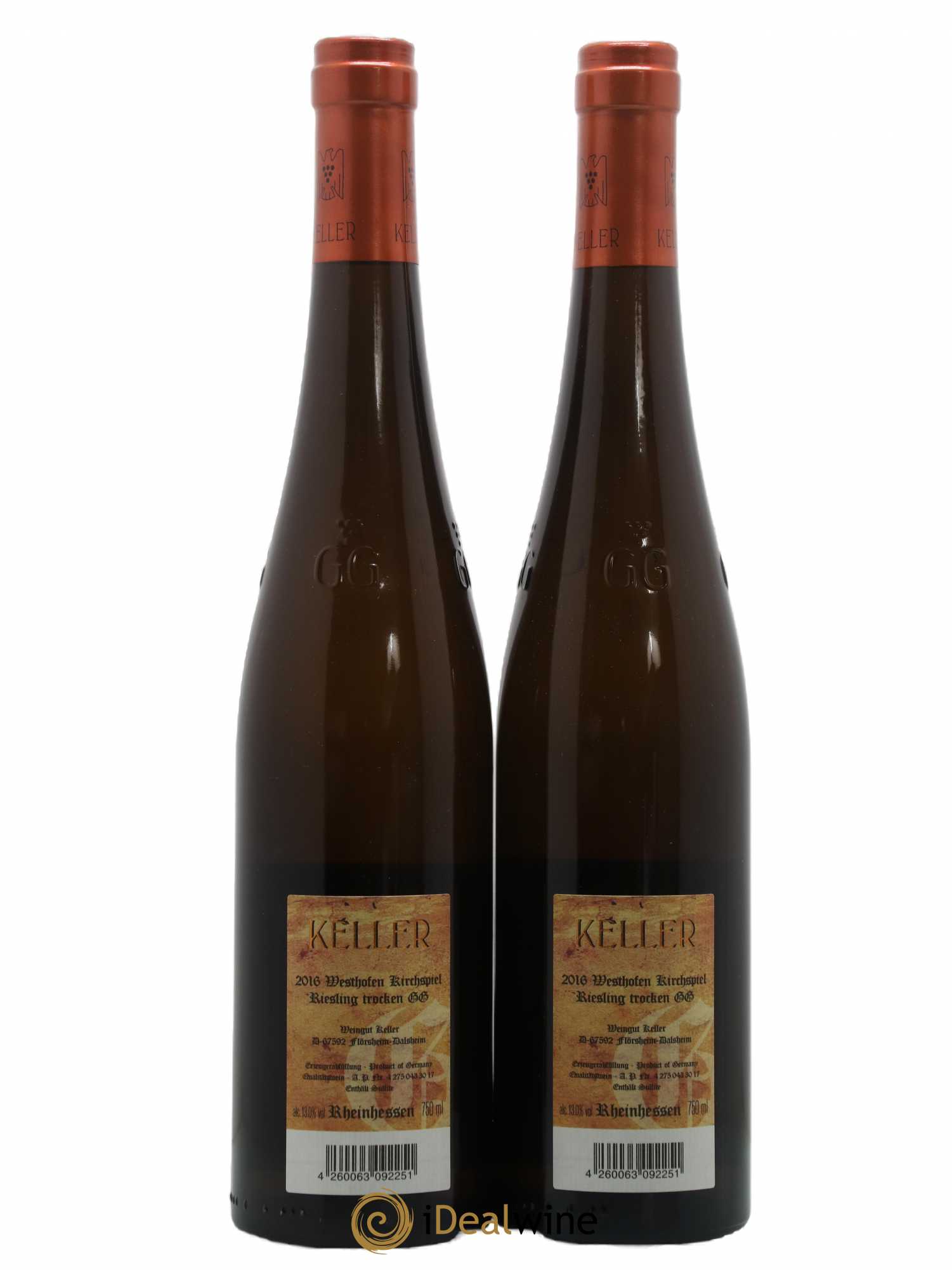 Riesling Trocken Westhofen Kirchspiel Keller 2016 - Lot de 2 bouteilles - 1