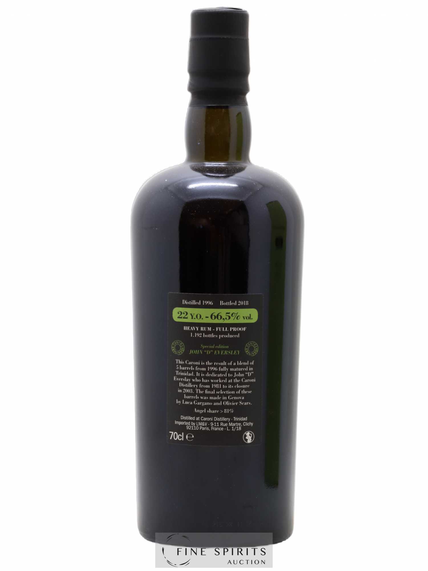 Caroni 22 years 1996 Velier Special Edition John D Eversley One of 1192 - bottled 2018 Employee Serie - Lot de 1 bouteille - 2