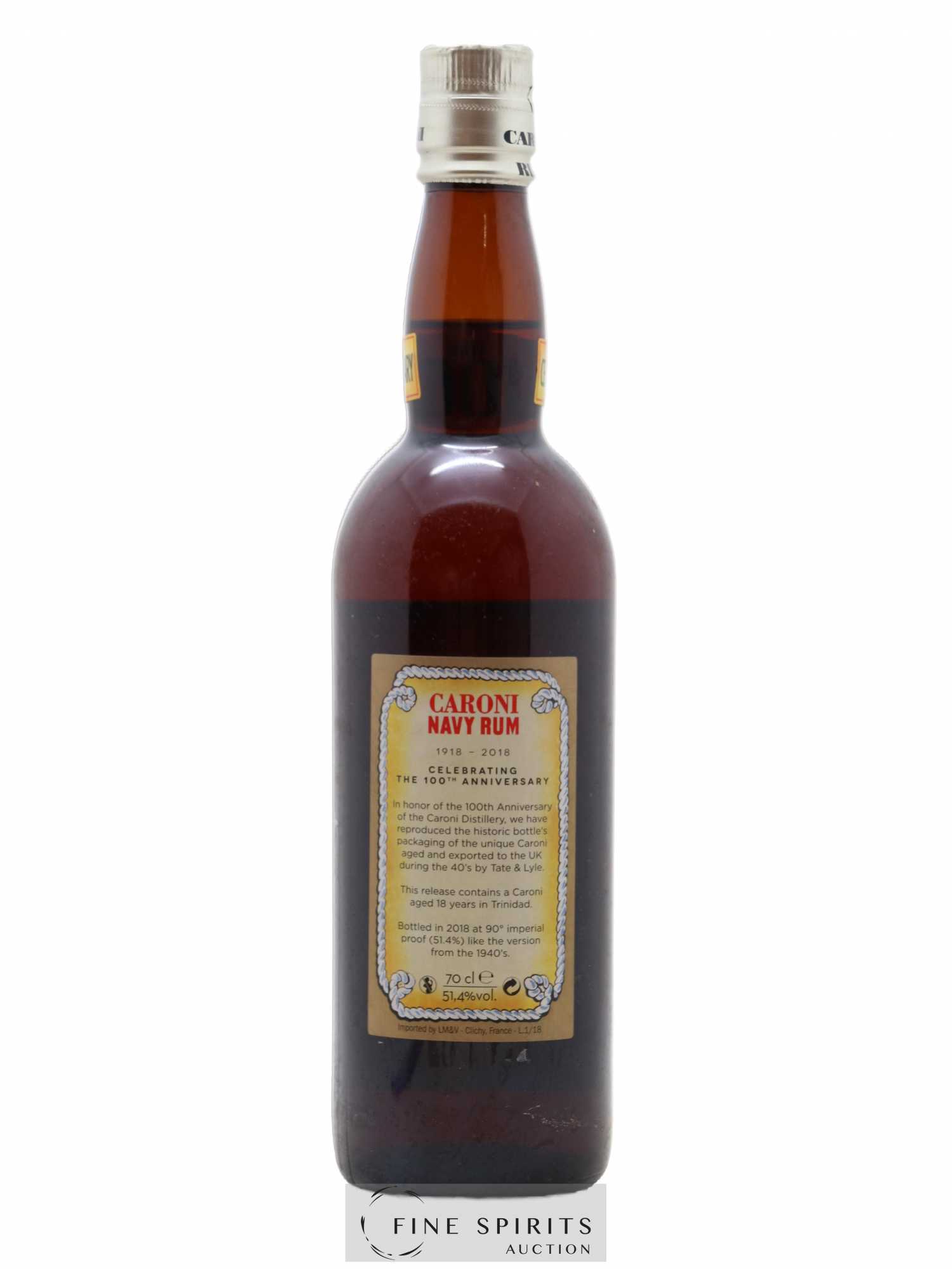 Caroni 18 years Velier Navy Rum 90° Proof - bottled 2018 Celebrating the 100th Anniversary Extra Strong - Lot de 1 bouteille - 1