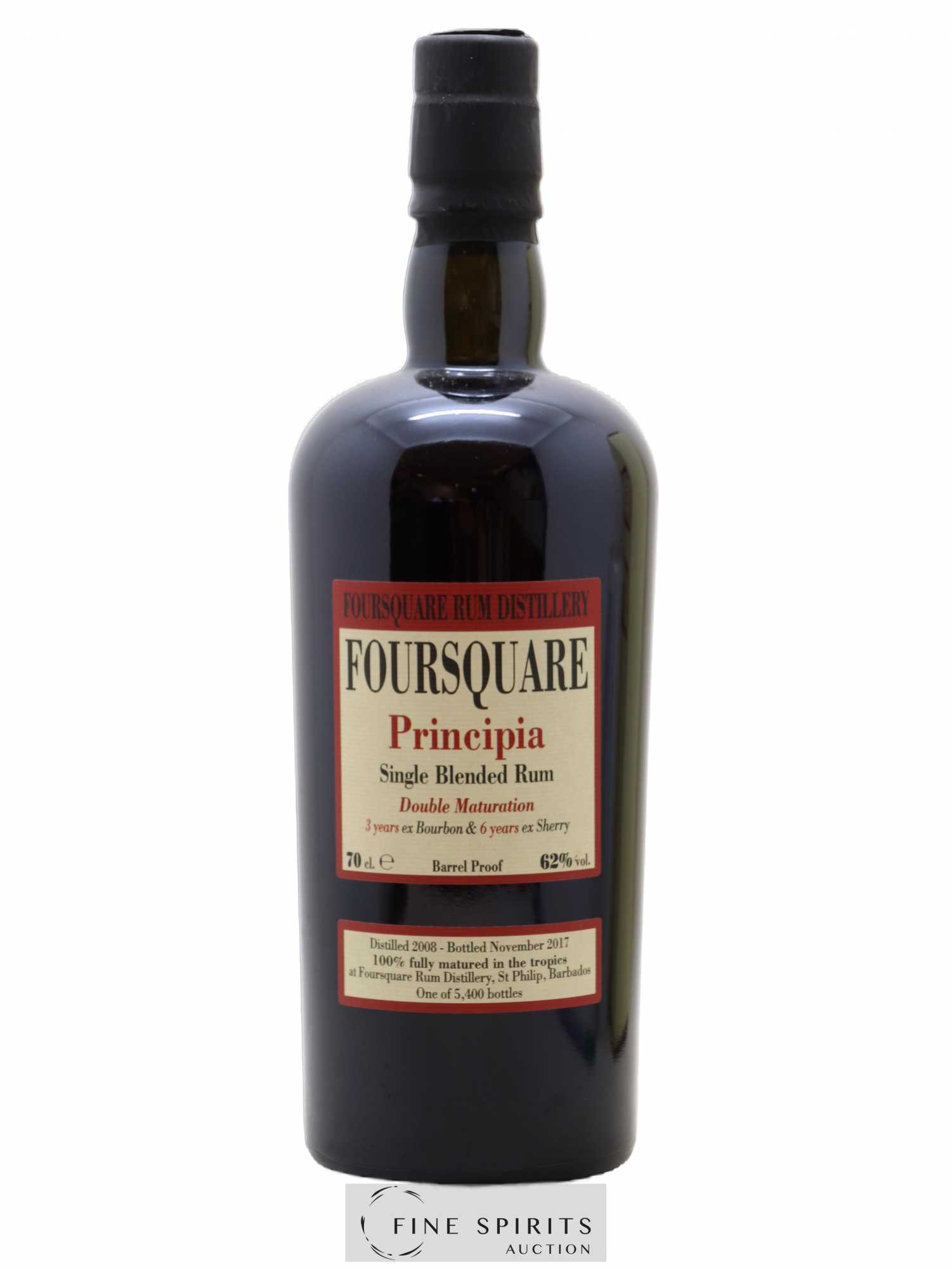 Foursquare 9 years 2008 Velier Principia Barrel Proof - One of 5400 - bottled 2017 Double Maturation - Lot de 1 bouteille - 1