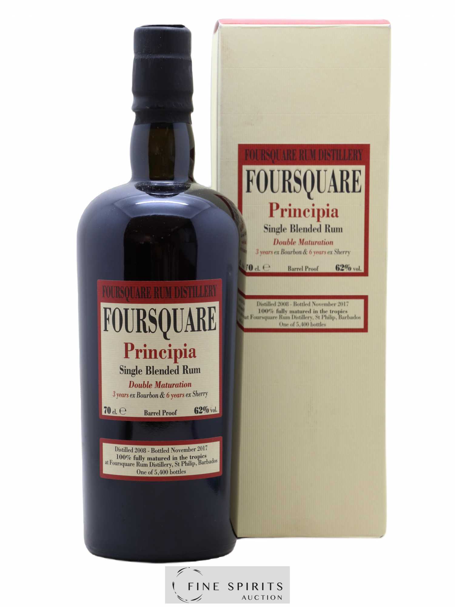 Foursquare 9 years 2008 Velier Principia Barrel Proof - One of 5400 - bottled 2017 Double Maturation - Lot de 1 bouteille - 0