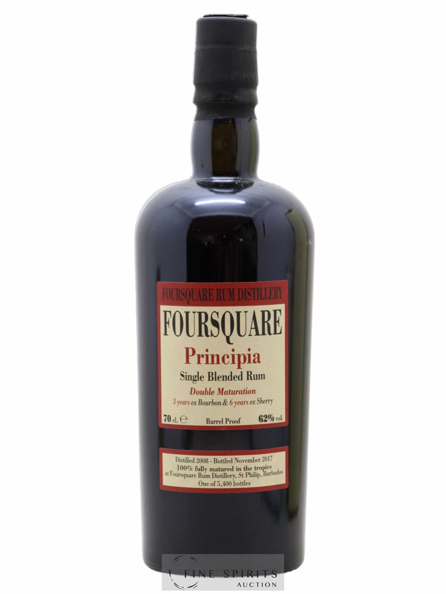 Foursquare 9 years 2008 Velier Principia Barrel Proof - One of 5400 - bottled 2017 Double Maturation - Lot de 1 bouteille - 1