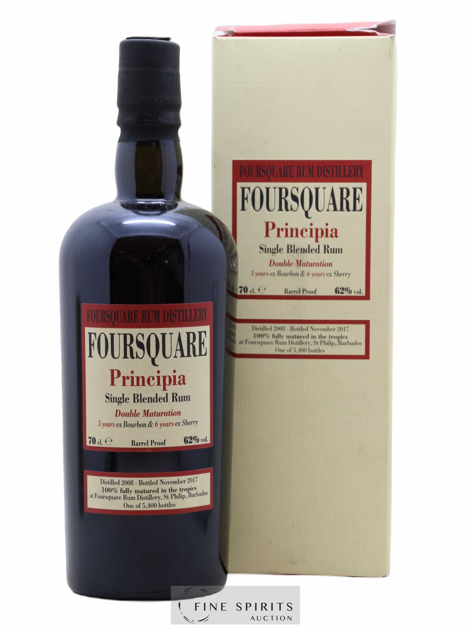 Foursquare 9 years 2008 Velier Principia Barrel Proof - One of 5400 - bottled 2017 Double Maturation - Lot de 1 bouteille - 0