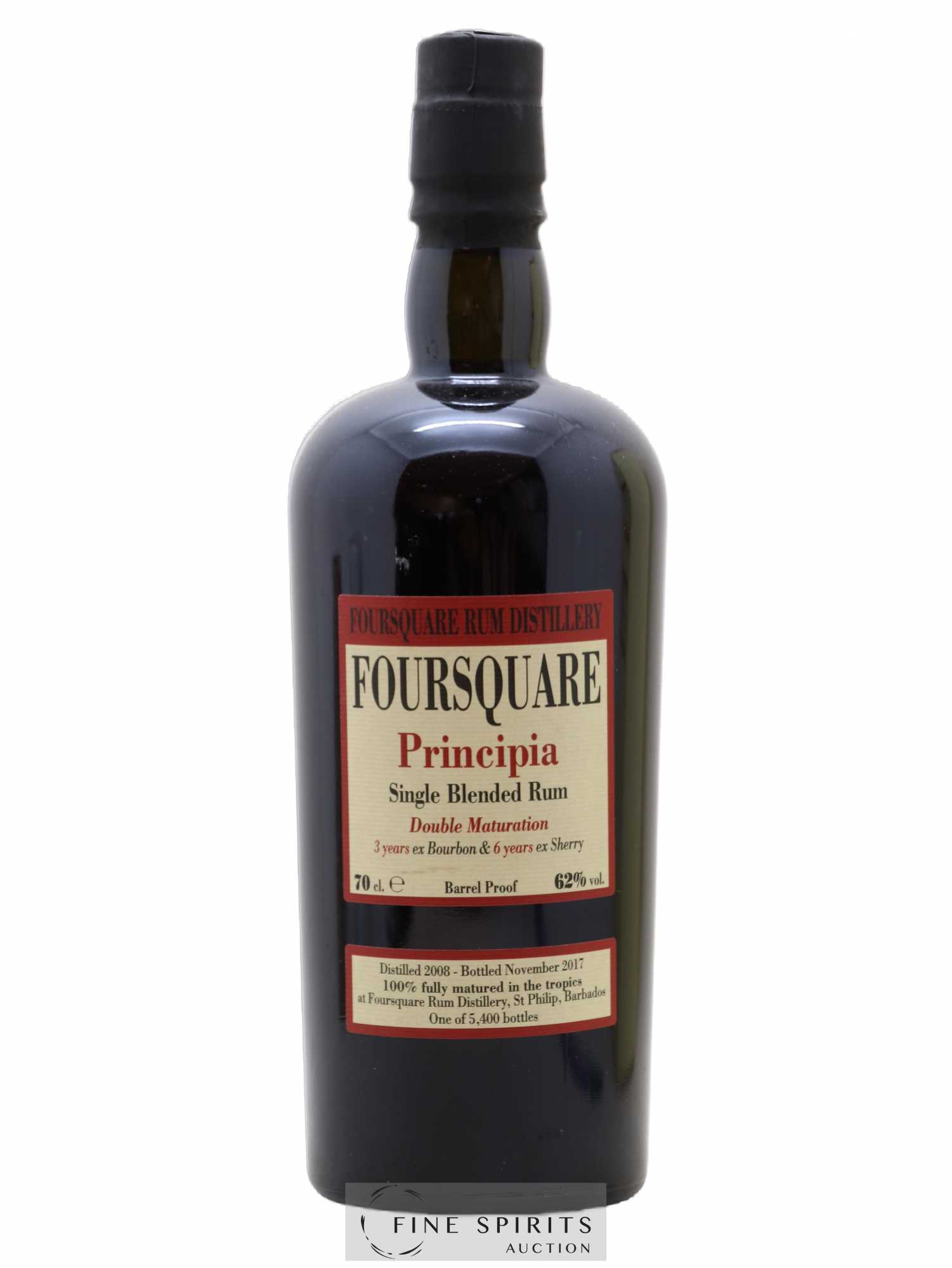 Foursquare 9 years 2008 Velier Principia Barrel Proof - One of 5400 - bottled 2017 Double Maturation - Lot of 1 bottle - 1