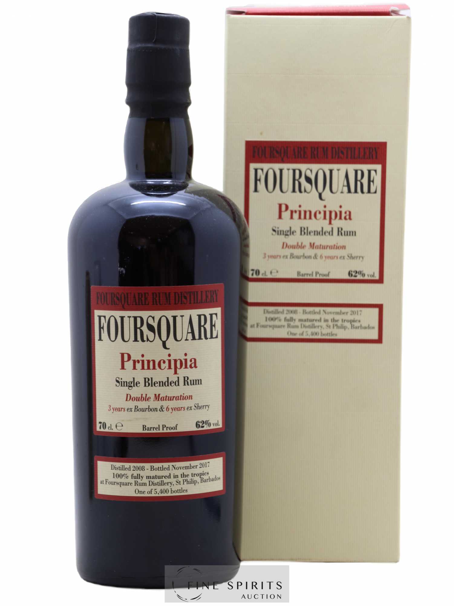 Foursquare 9 years 2008 Velier Principia Barrel Proof - One of 5400 - bottled 2017 Double Maturation - Lot of 1 bottle - 0