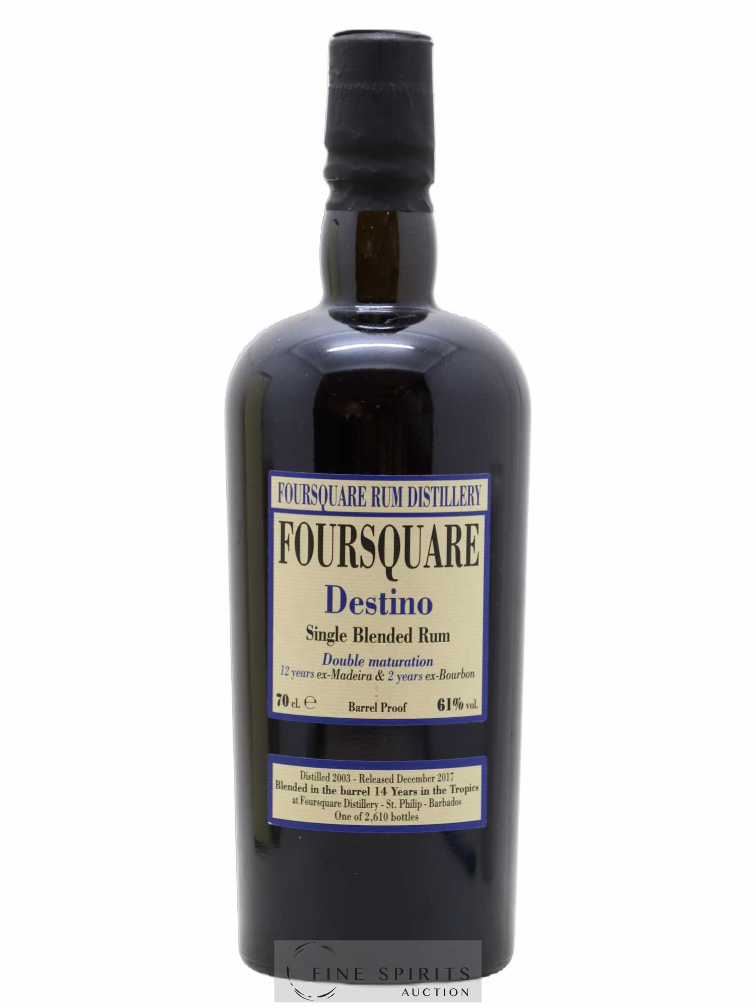 Foursquare 14 years 2003 Velier Destino Double Maturation - One of 2610 - bottled 2017 - Lot de 1 bouteille - 1