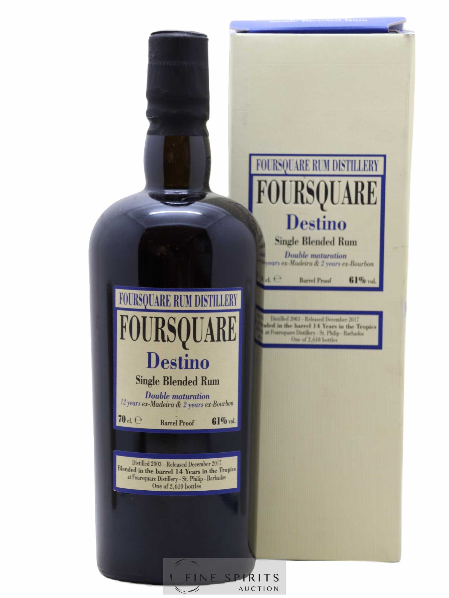 Foursquare 14 years 2003 Velier Destino Double Maturation - One of 2610 - bottled 2017 - Lot de 1 bouteille - 0