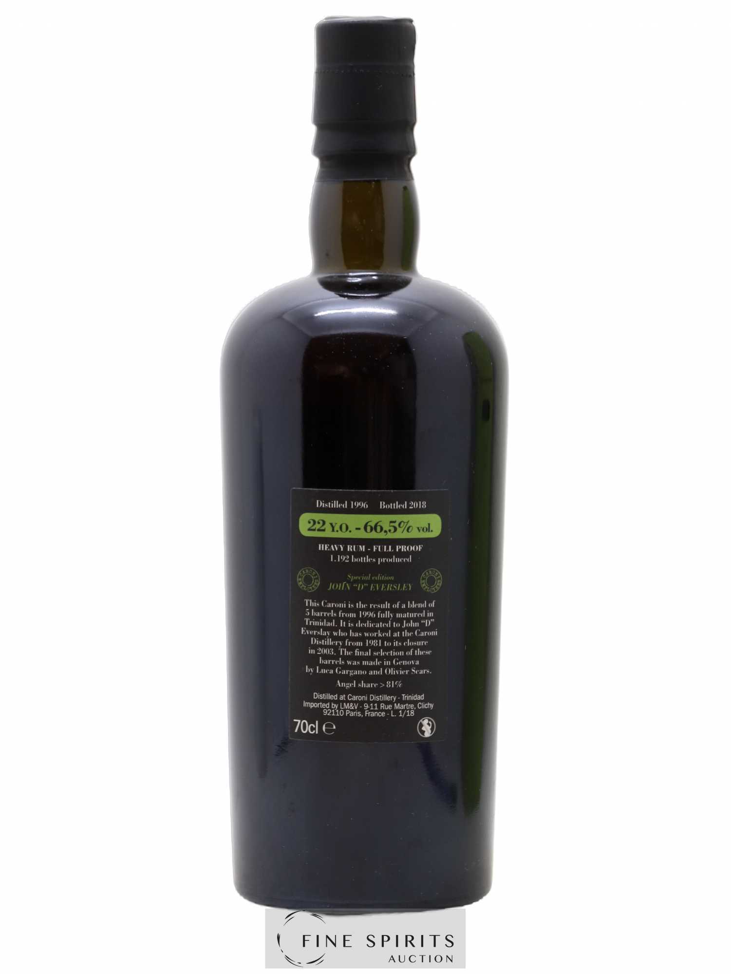 Caroni 22 years 1996 Velier Special Edition John D Eversley One of 1192 - bottled 2018 Employee Serie - Lot de 1 bouteille - 2