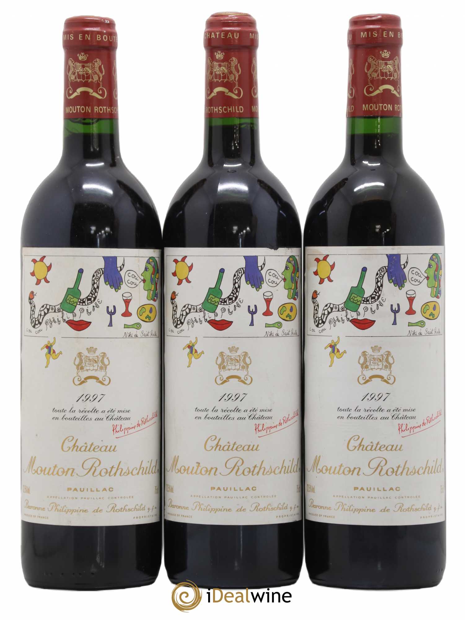 Château Mouton Rothschild 1er Grand Cru Classé 1997 - Lot de 3 bouteilles - 0