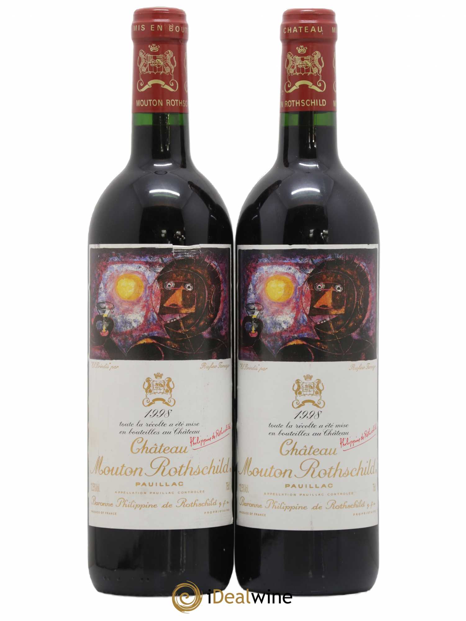 Château Mouton Rothschild 1er Grand Cru Classé 1998 - Lot de 2 bouteilles - 0