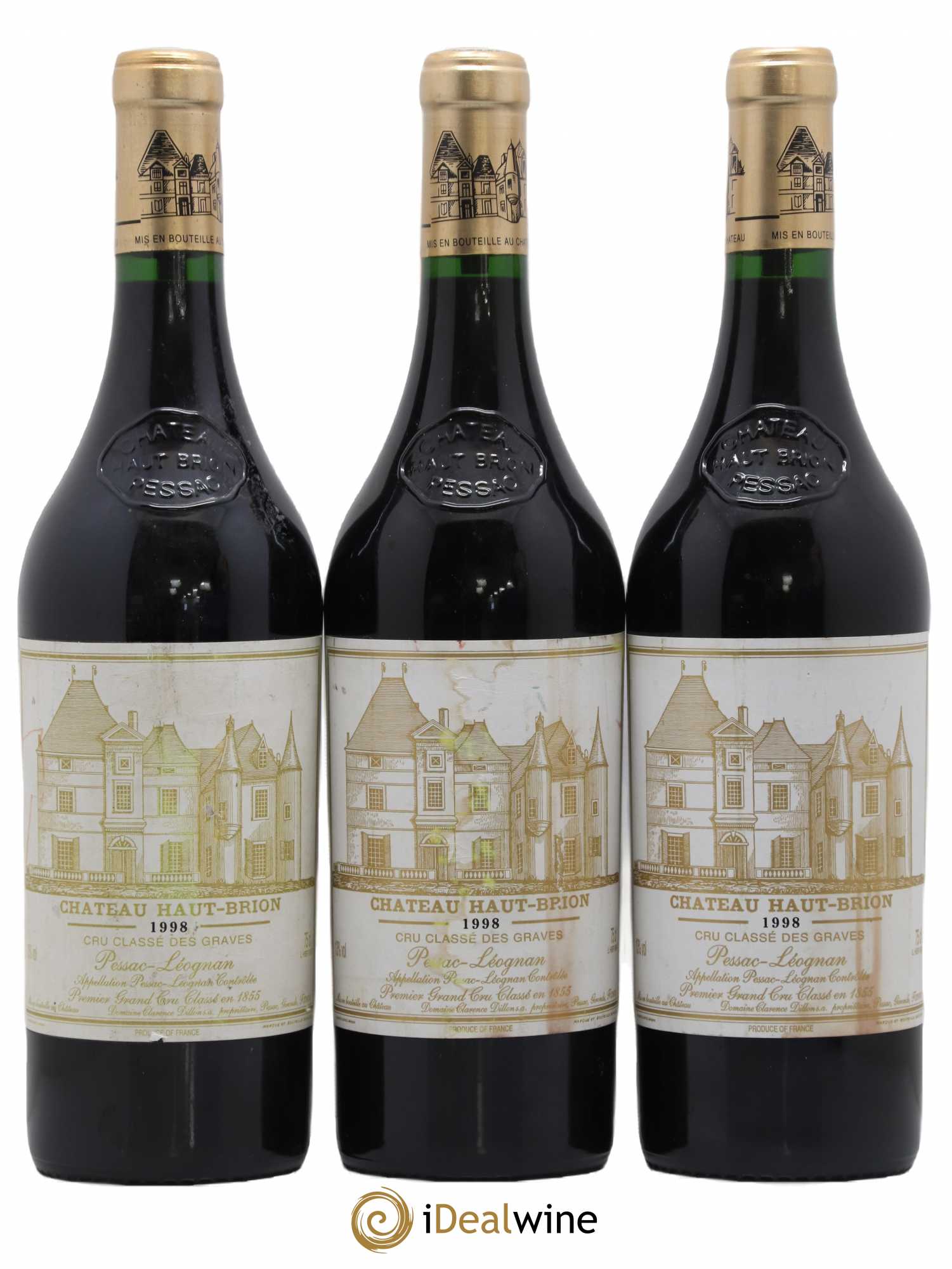 Château Haut Brion 1er Grand Cru Classé 1998 - Lot de 3 bouteilles - 0