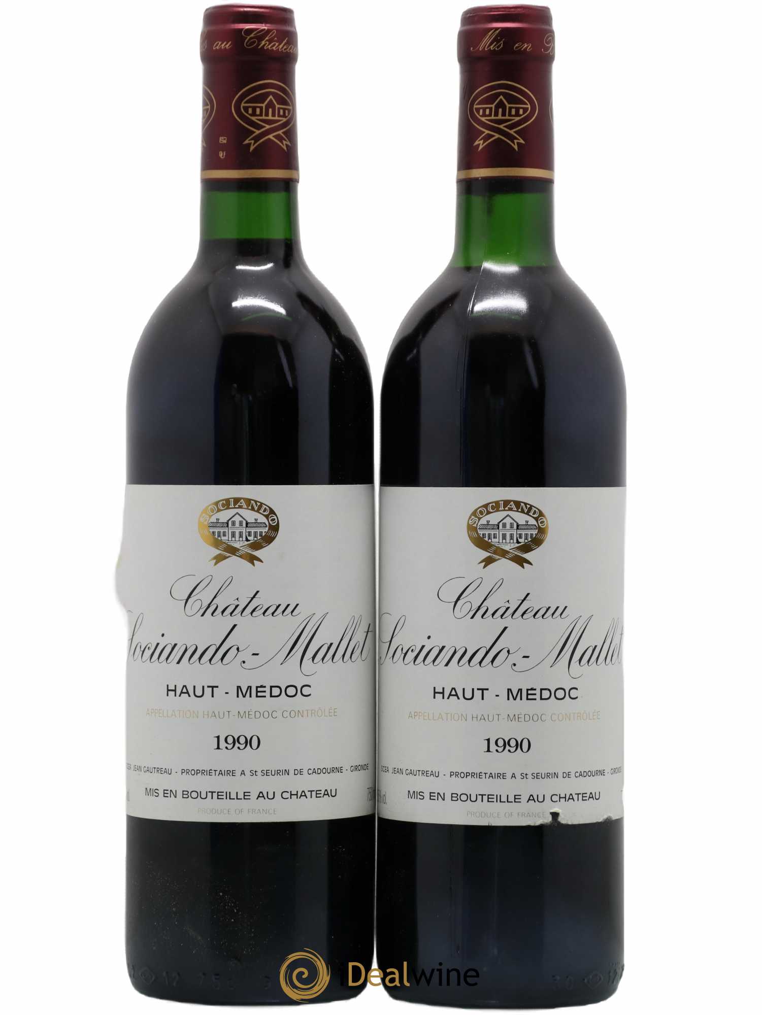 Château Sociando Mallet 1990 - Lot de 2 bouteilles - 0