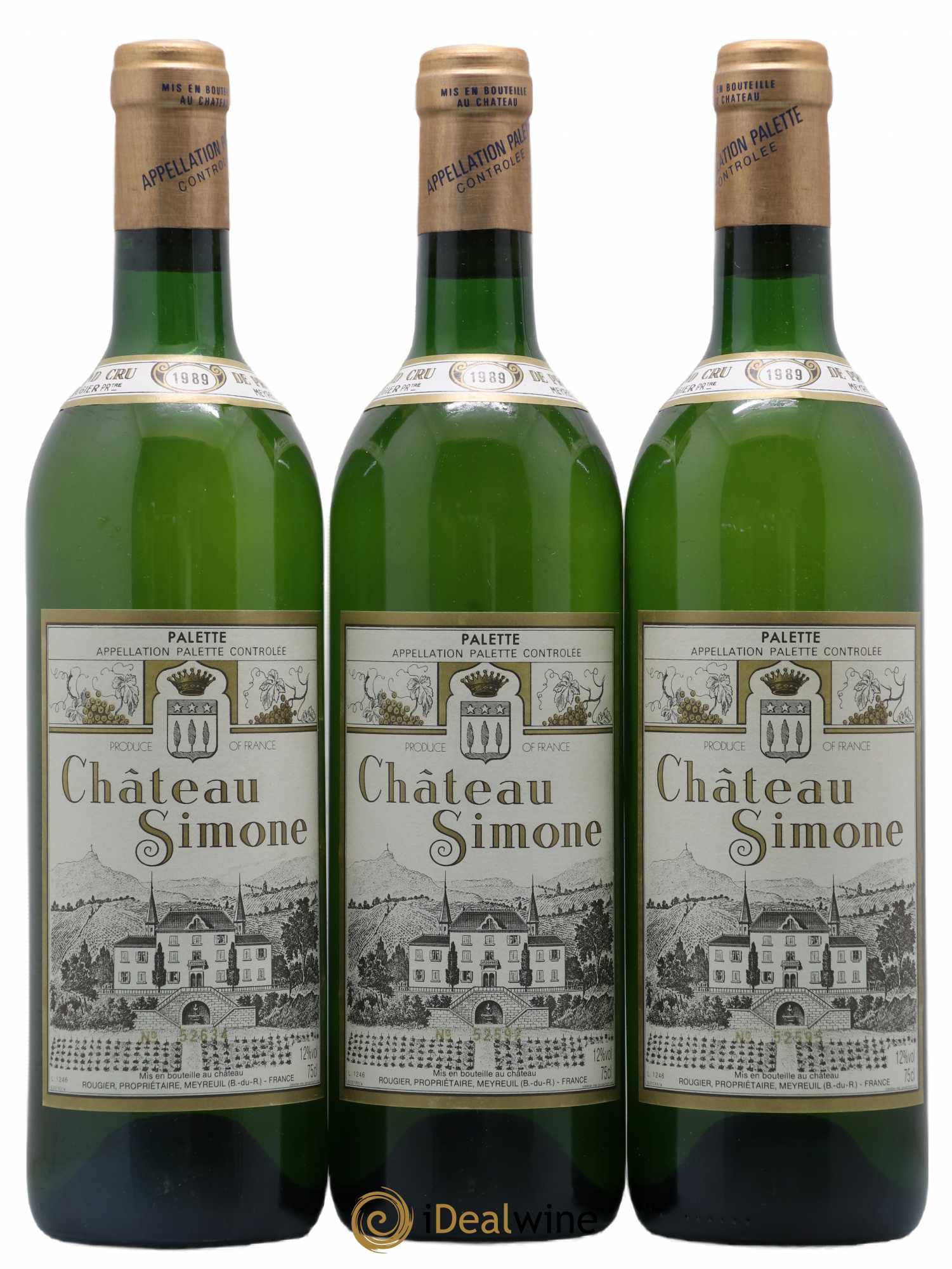 Palette Château Simone Famille Rougier 1989 - Lot de 3 bouteilles - 0