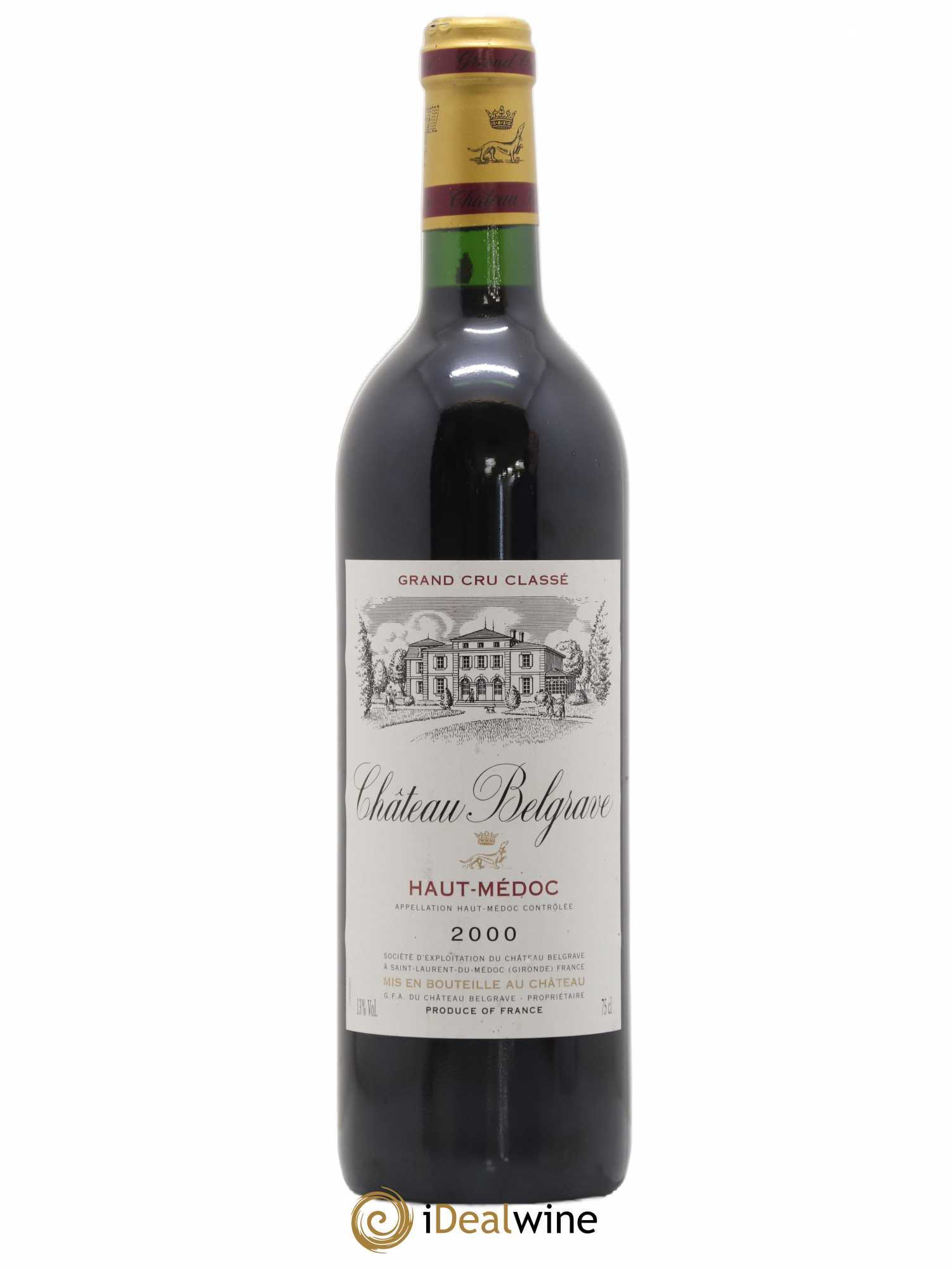 Château Belgrave 5ème Grand Cru Classé 2000 - Lot de 1 bouteille - 0