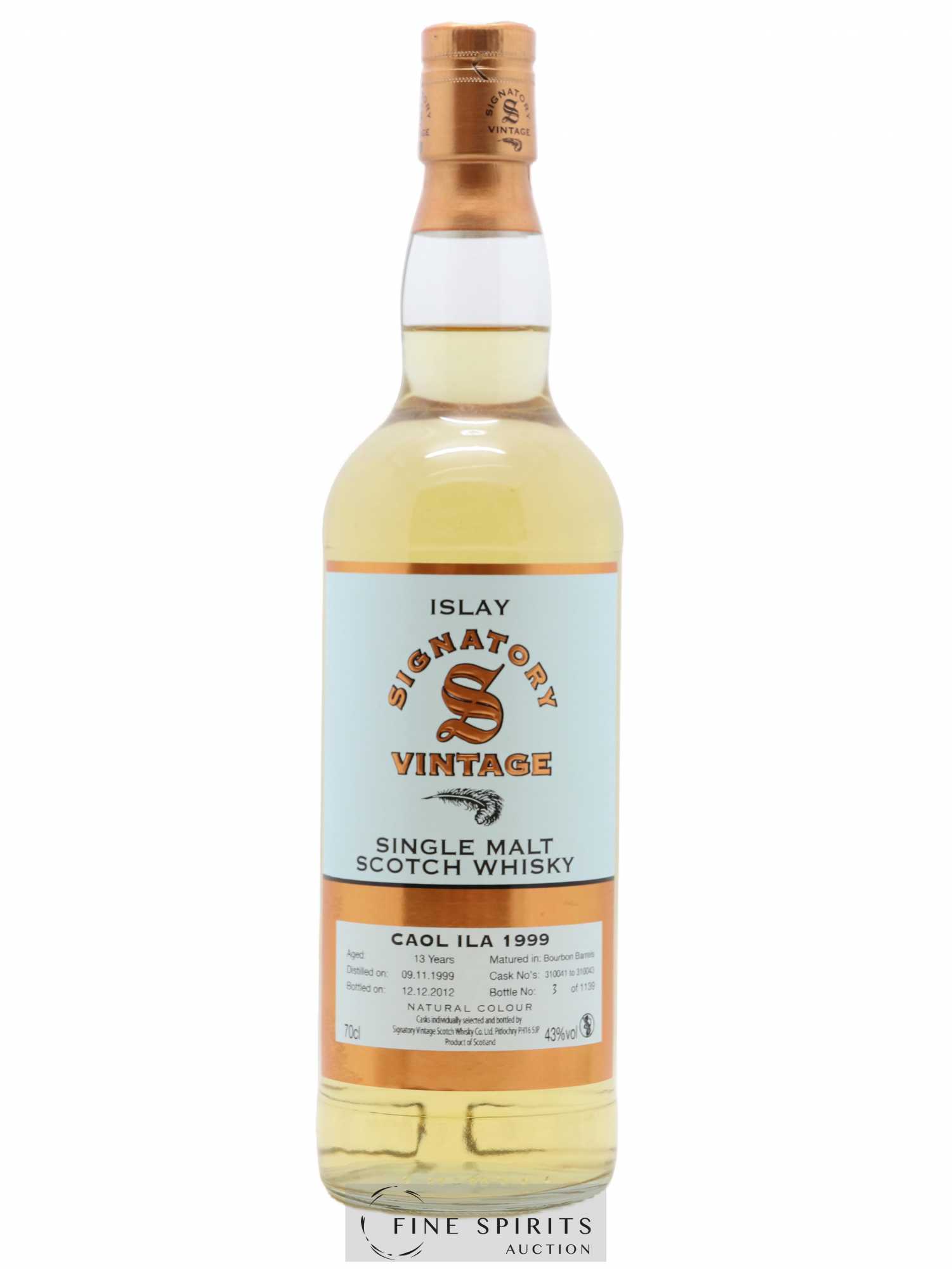 Caol Ila 13 years 1999 Signatory Vintage Cask n°310041-310043 - One of 1139 - bottled 2012 - Lot de 1 bouteille - 0