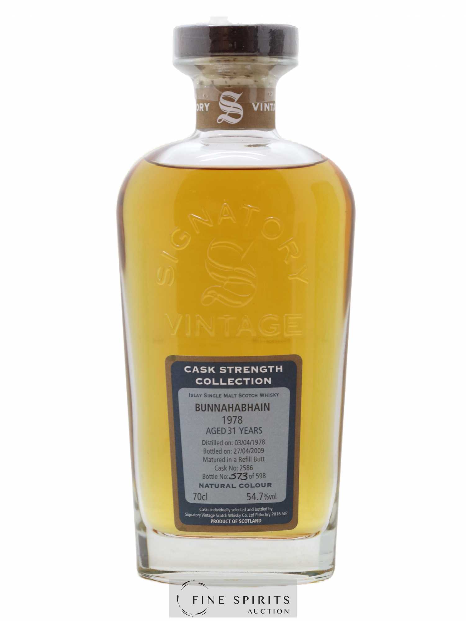 Bunnahabhain 31 years 1978 Signatory Vintage Refill Butt Cask n°2586 - One of 598 - bottled 2009 Cask Strength Collection - Lot de 1 bouteille - 1