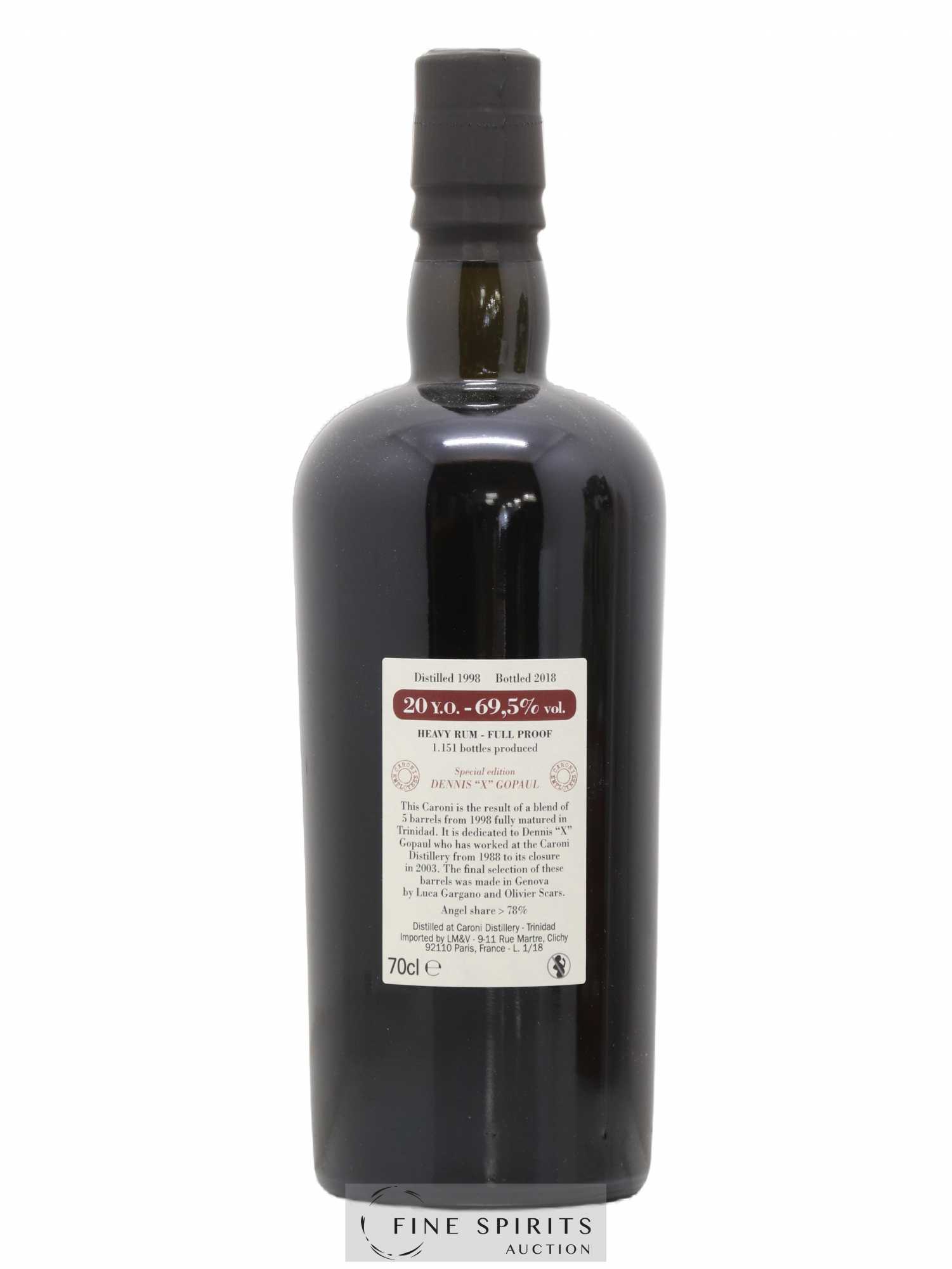 Caroni 20 years 1998 Velier Special Edition Dennis X Gopaul One of 1151 - bottled 2018 Employee Serie - Lot de 1 bouteille - 2