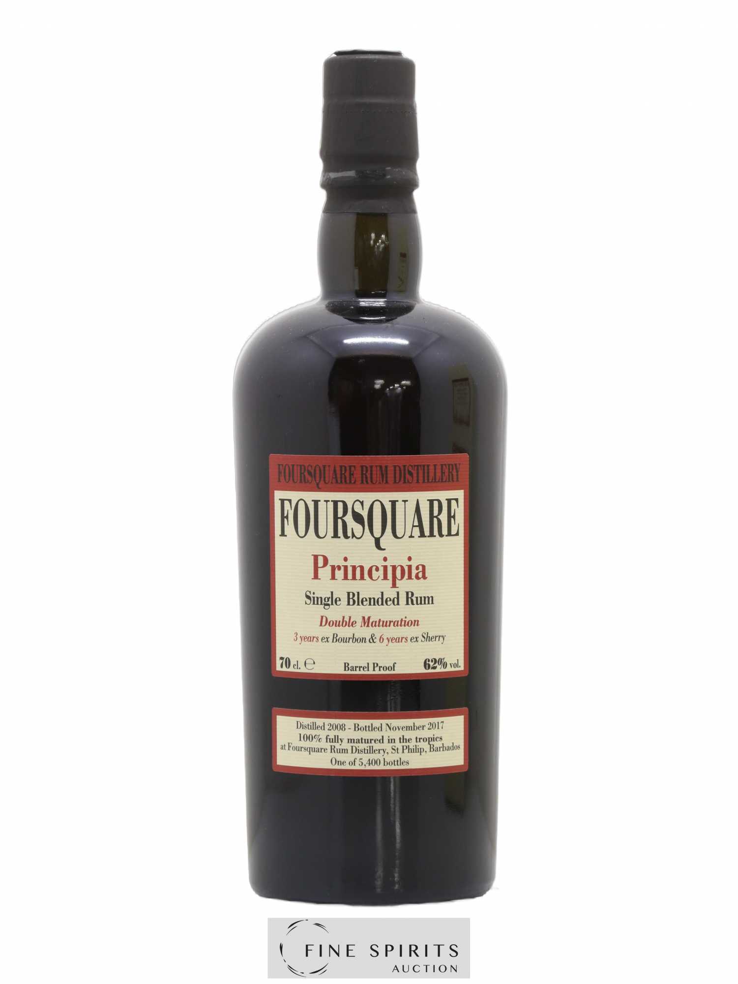 Foursquare 9 years 2008 Velier Principia Barrel Proof - One of 5400 - bottled 2017 Double Maturation - Lot de 1 bouteille - 1
