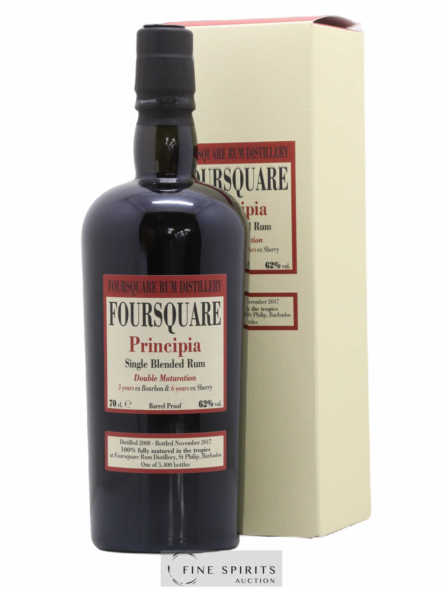 Foursquare 9 years 2008 Velier Principia Barrel Proof - One of 5400 - bottled 2017 Double Maturation - Lot de 1 bouteille - 0