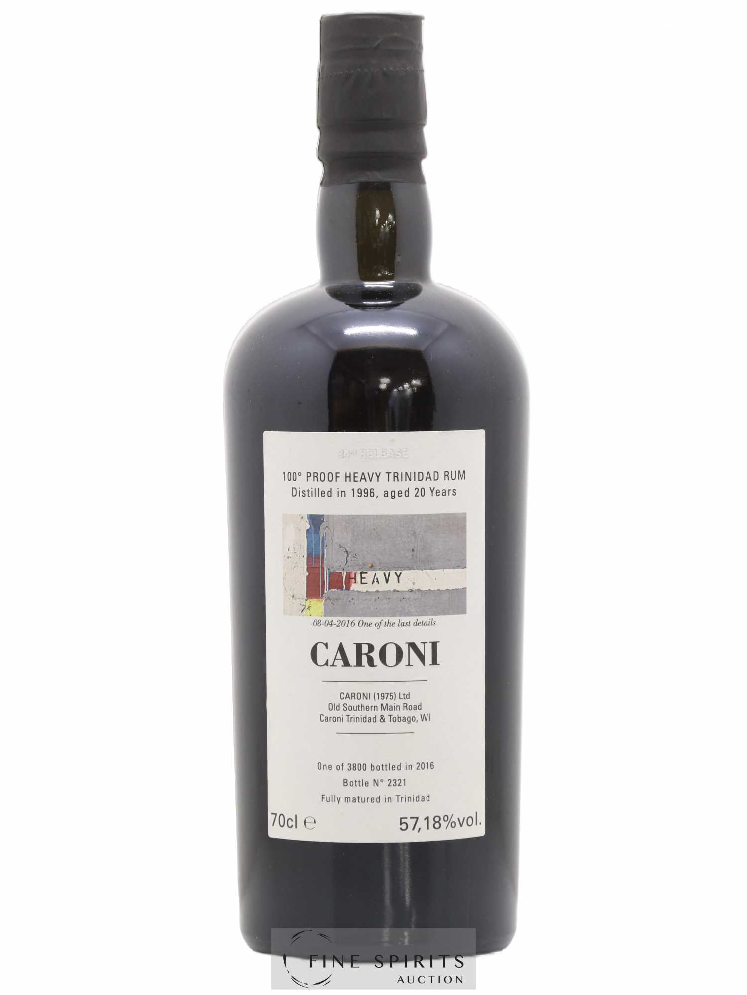 Caroni 20 years 1996 Velier The Heavy Wall 100° Proof 34th Release - One of 3800 - bottled 2016 Special Release - Lot de 1 bouteille - 0
