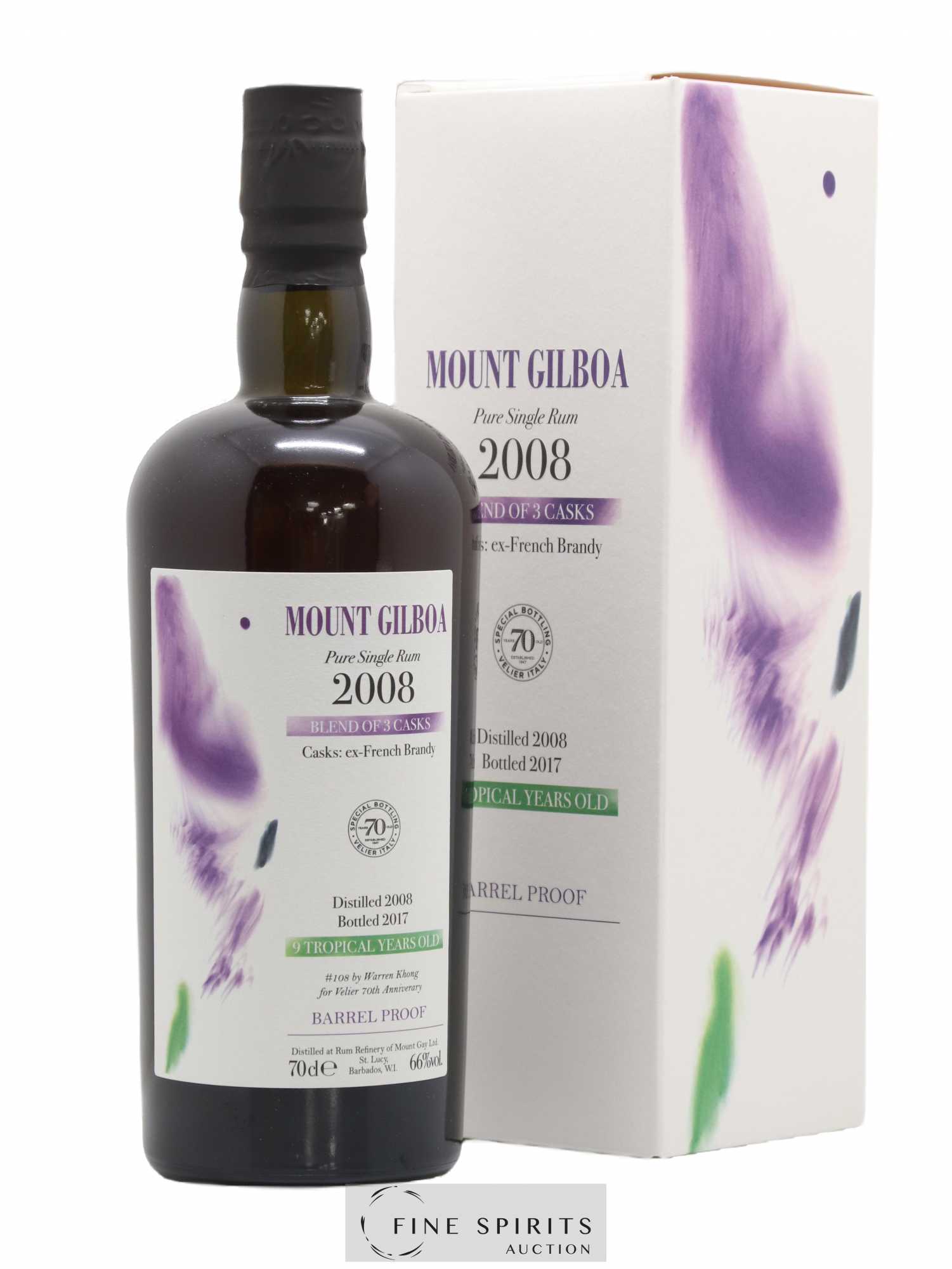 Mount Gilboa 2008 Of. bottled 2017 Velier 70th Anniversary - Lot de 1 bouteille - 0