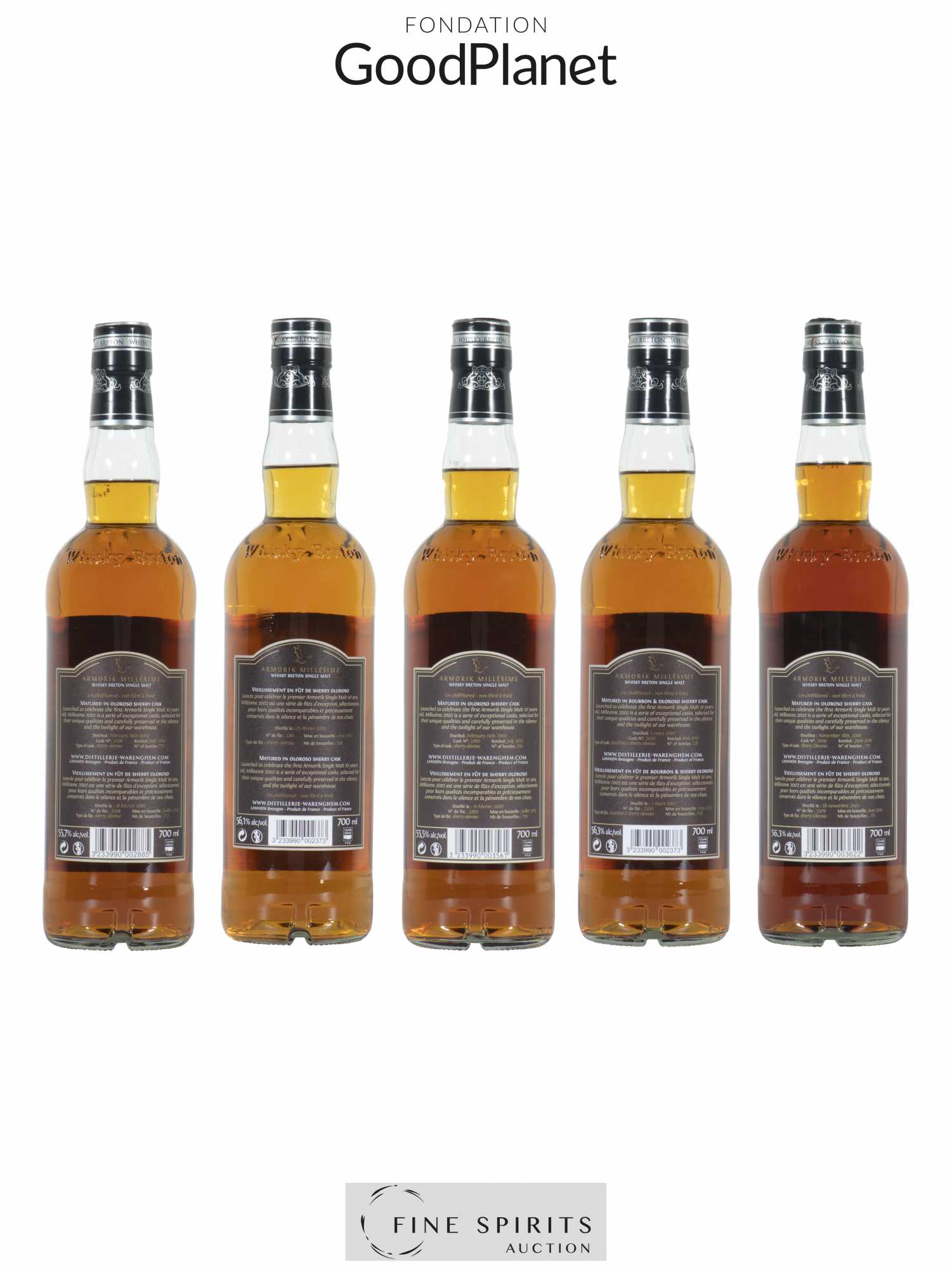 Armorik 2002 Selection (5 bottles and one cask head signed) - Posten von 1 Anderes Format - 6