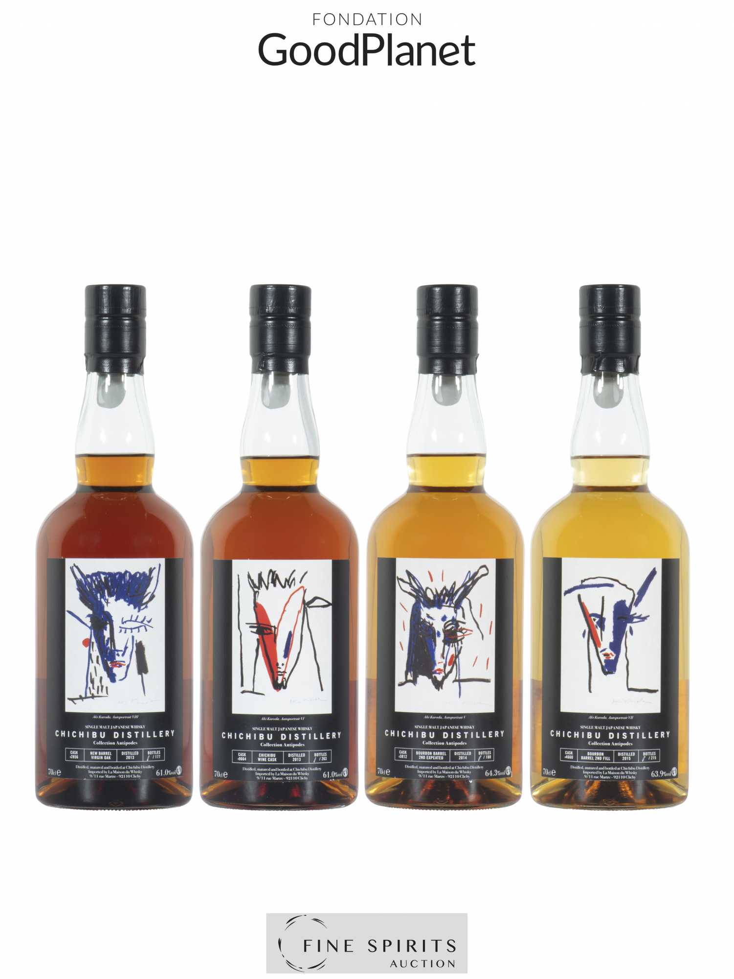 Chichibu Collection Aki Kuroda x LMDW (4 bottles and 4 signed oil-on-paper paintings) - Lot of 1 unknown - 1