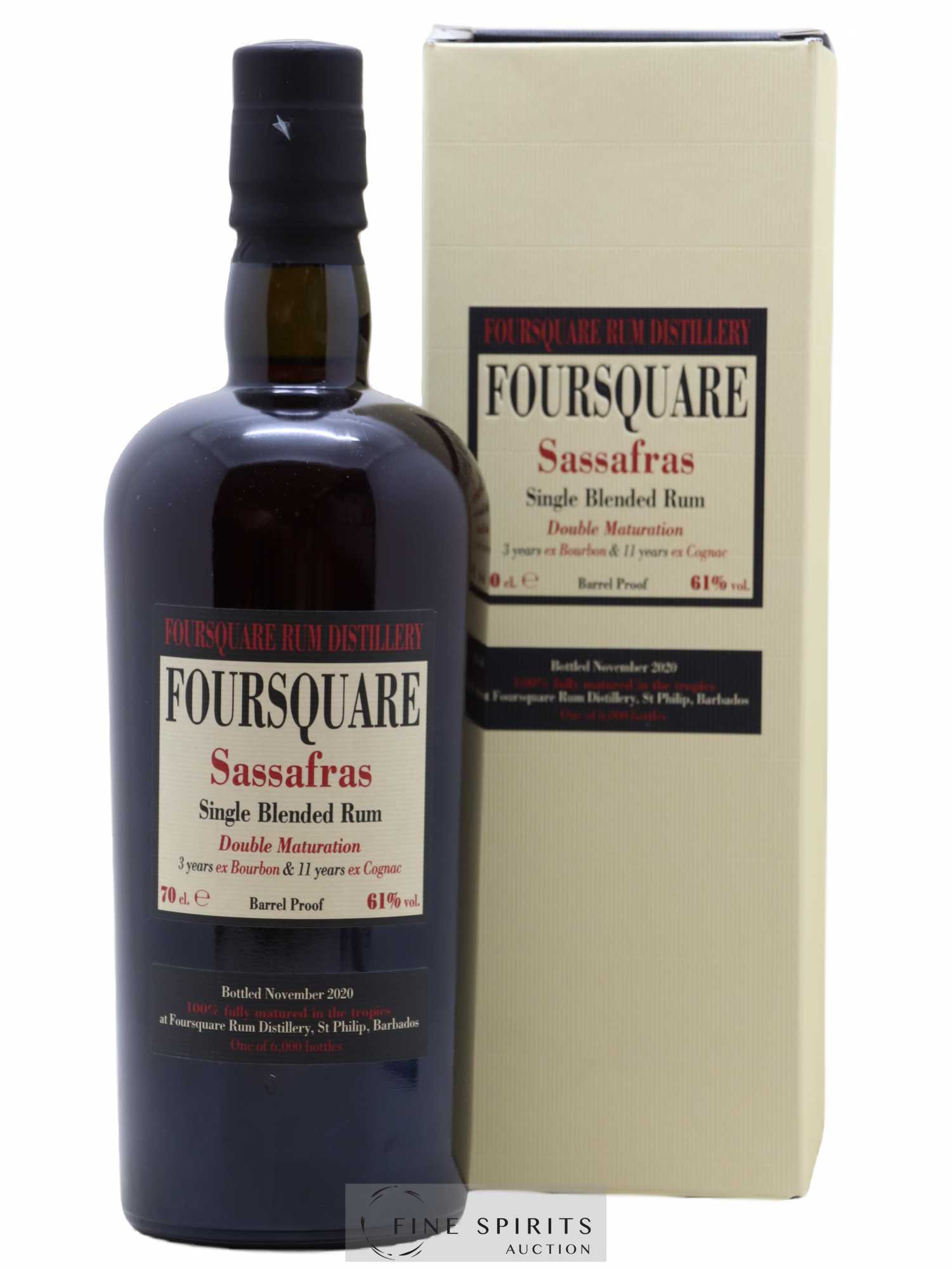 Foursquare Of. Sassafras Barrel Proof - One of 6000 - bottled 2020 Double Maturation - Lot de 1 bouteille - 0
