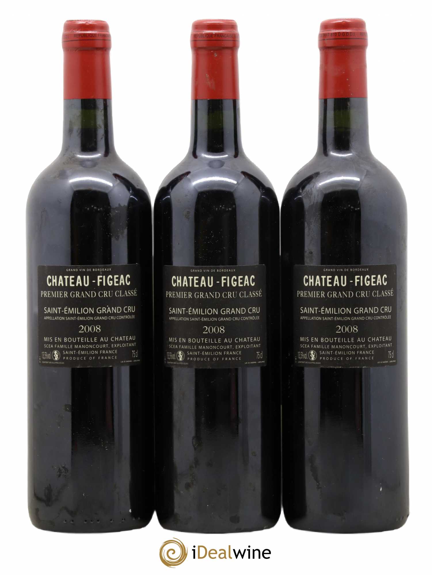 Château Figeac 1er Grand Cru Classé A 2008 - Lot of 3 bottles - 1