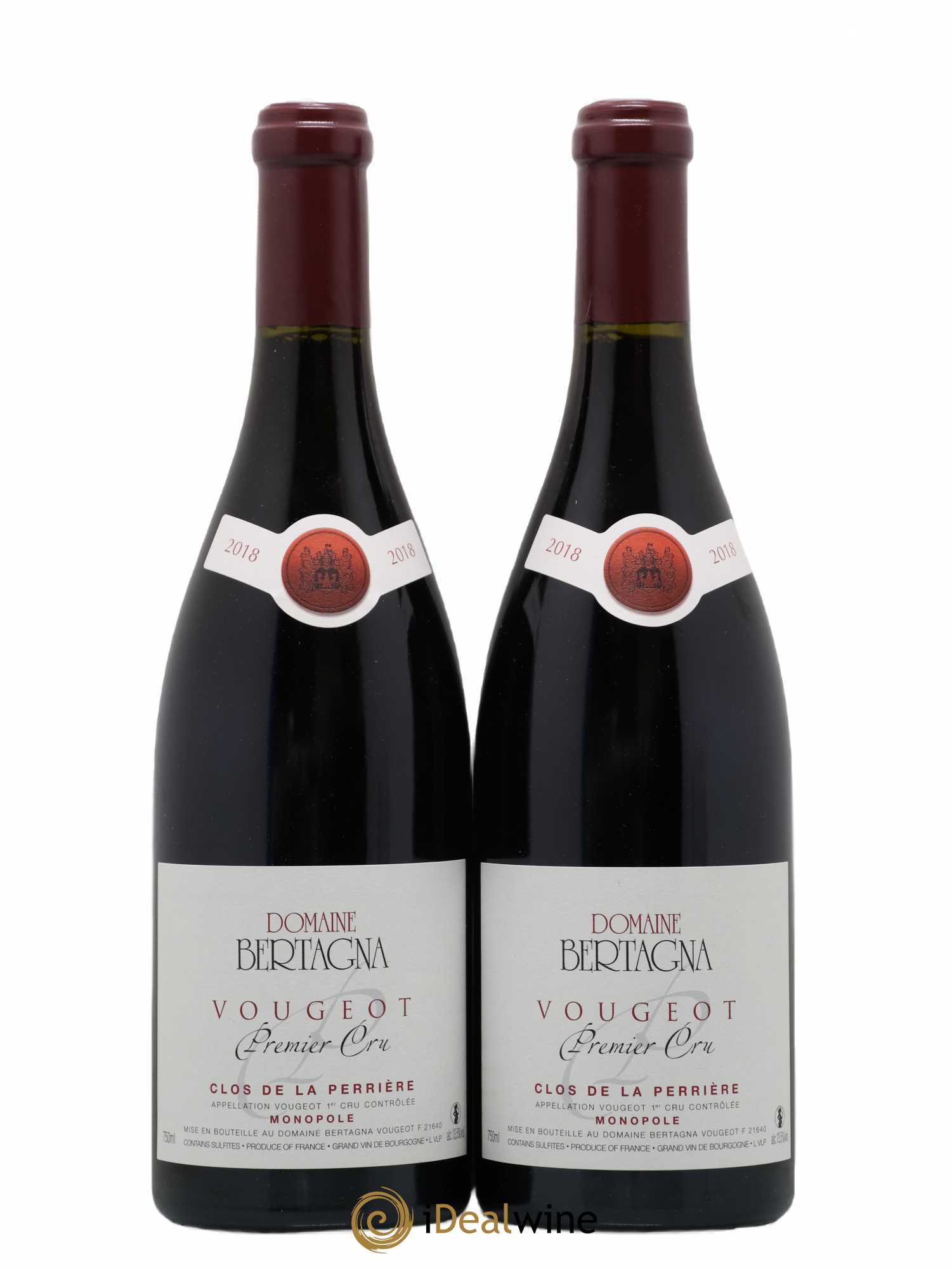 Vougeot 1er Cru Clos de La Perrière Monopole Bertagna 2018 - Lot de 2 bouteilles - 0