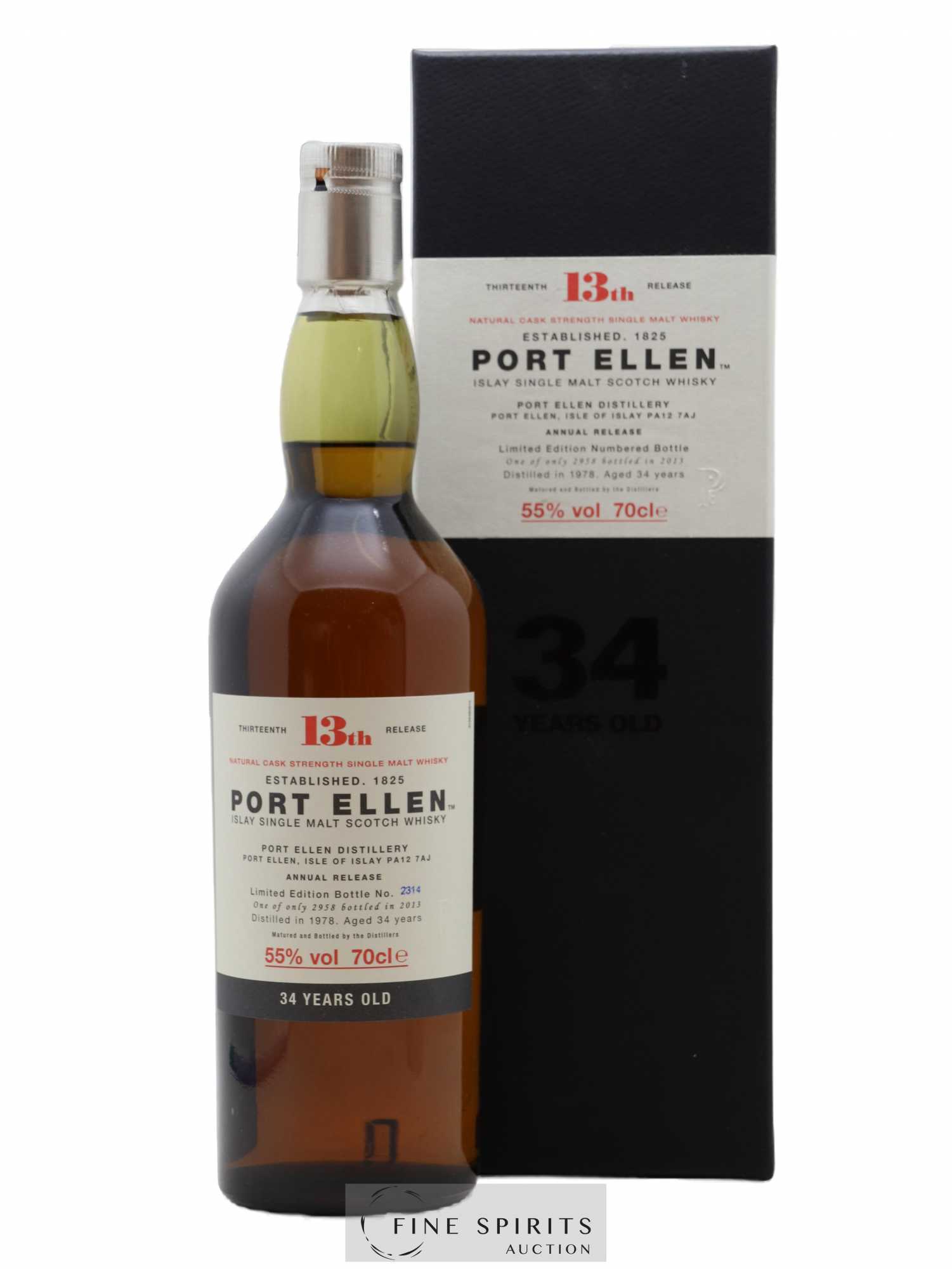 Port Ellen 34 years 1978 Of. 13th Release Natural Cask Strength - One of 2958 - bottled 2013 Limited Edition - Lot de 1 bouteille - 0