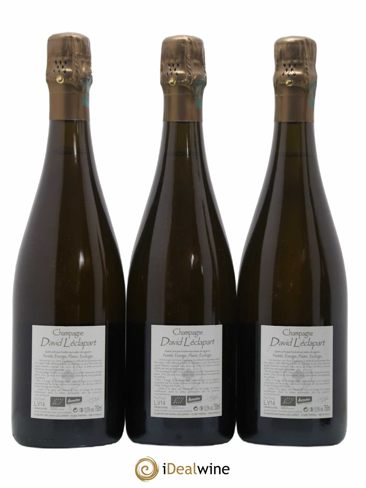 L'Artiste Blanc de Blancs 1er Cru Extra-Brut David Leclapart 2014 - Lot de 3 bouteilles - 1