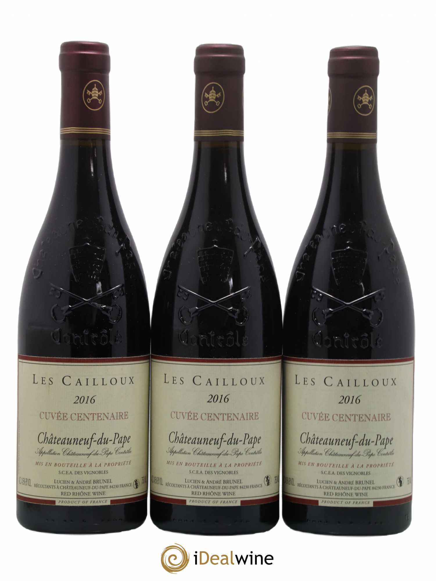 Châteauneuf-du-Pape Les Cailloux Cuvée Centenaire André Brunel 2016 - Lot de 3 bouteilles - 0