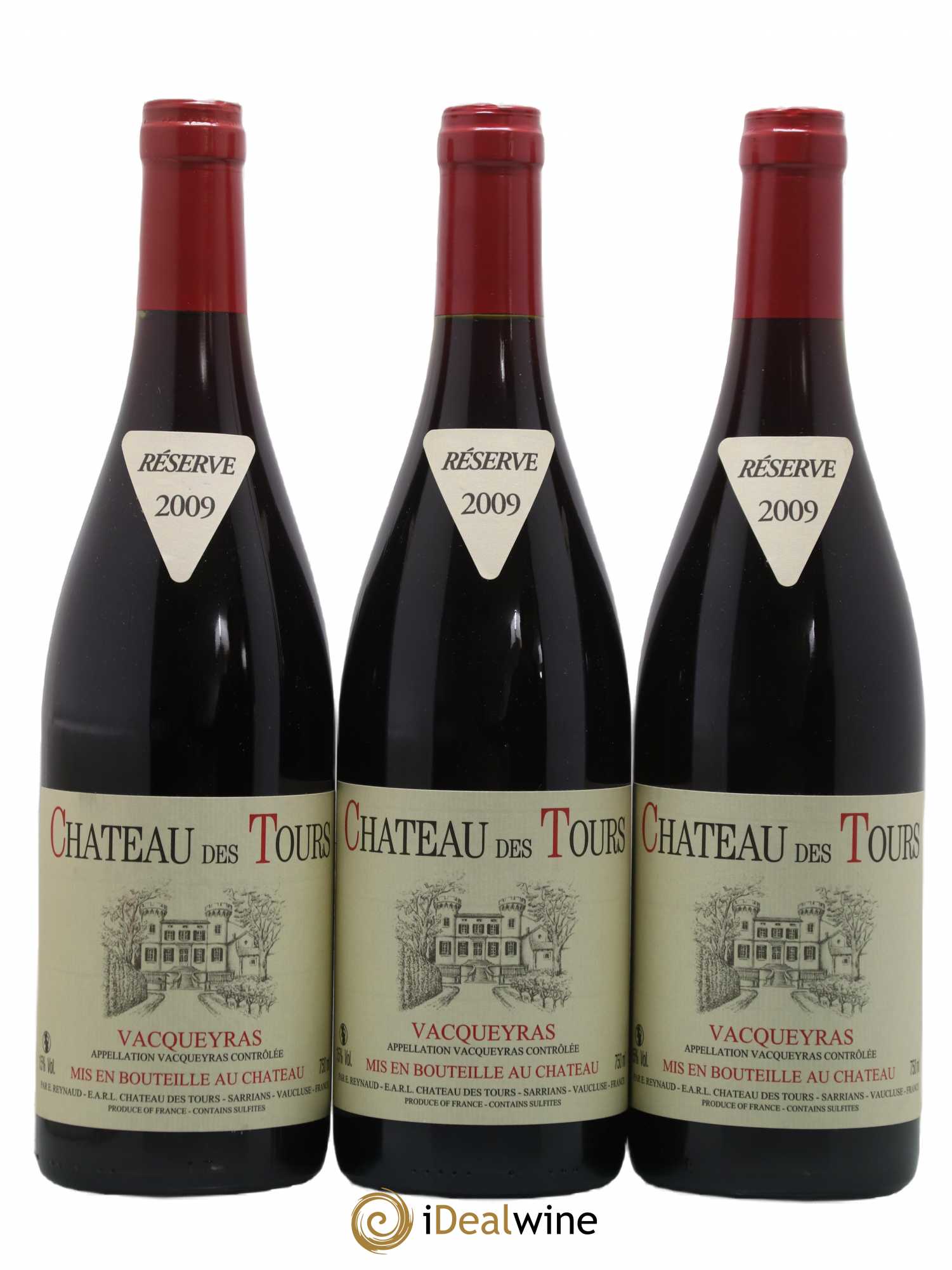 Vacqueyras Château des Tours Emmanuel Reynaud 2009 - Lot de 3 bouteilles - 0